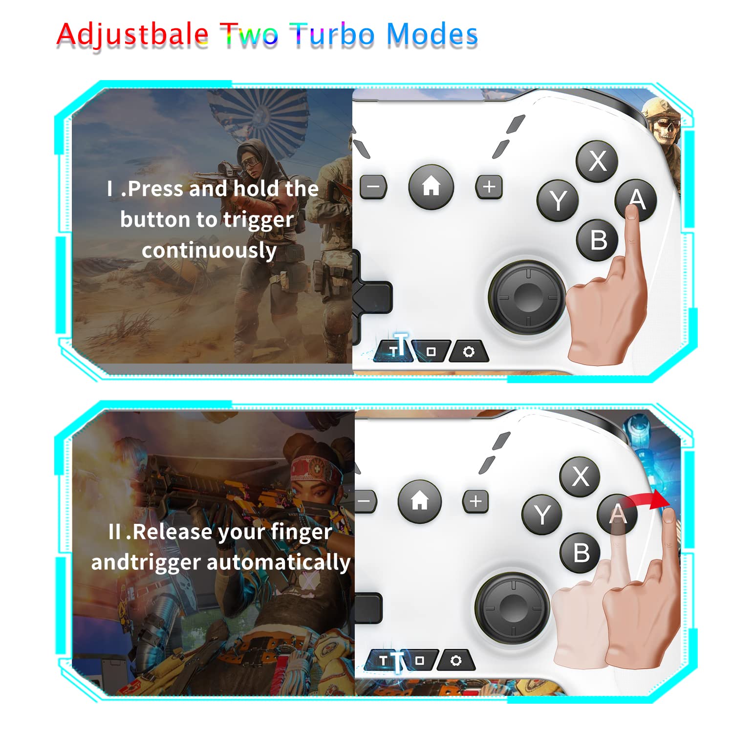CONTROL BLUETOOTH PARA SWITCH/MAC/PC/STEAM/MÓVIL UNIHOW BLANCO Y NEGRO CON CLIP - 5