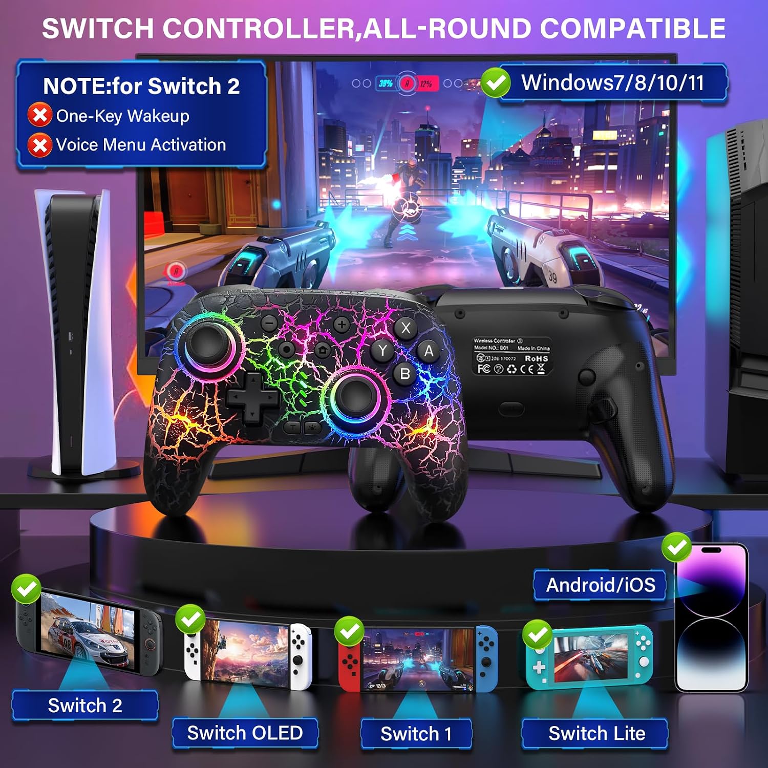 CONTROL INALÁMBRICO ZRZLMVP PARA NINTENDO SWITCH/SWITCH OLED/SWITCH LITE/SWITCH 2 - 2