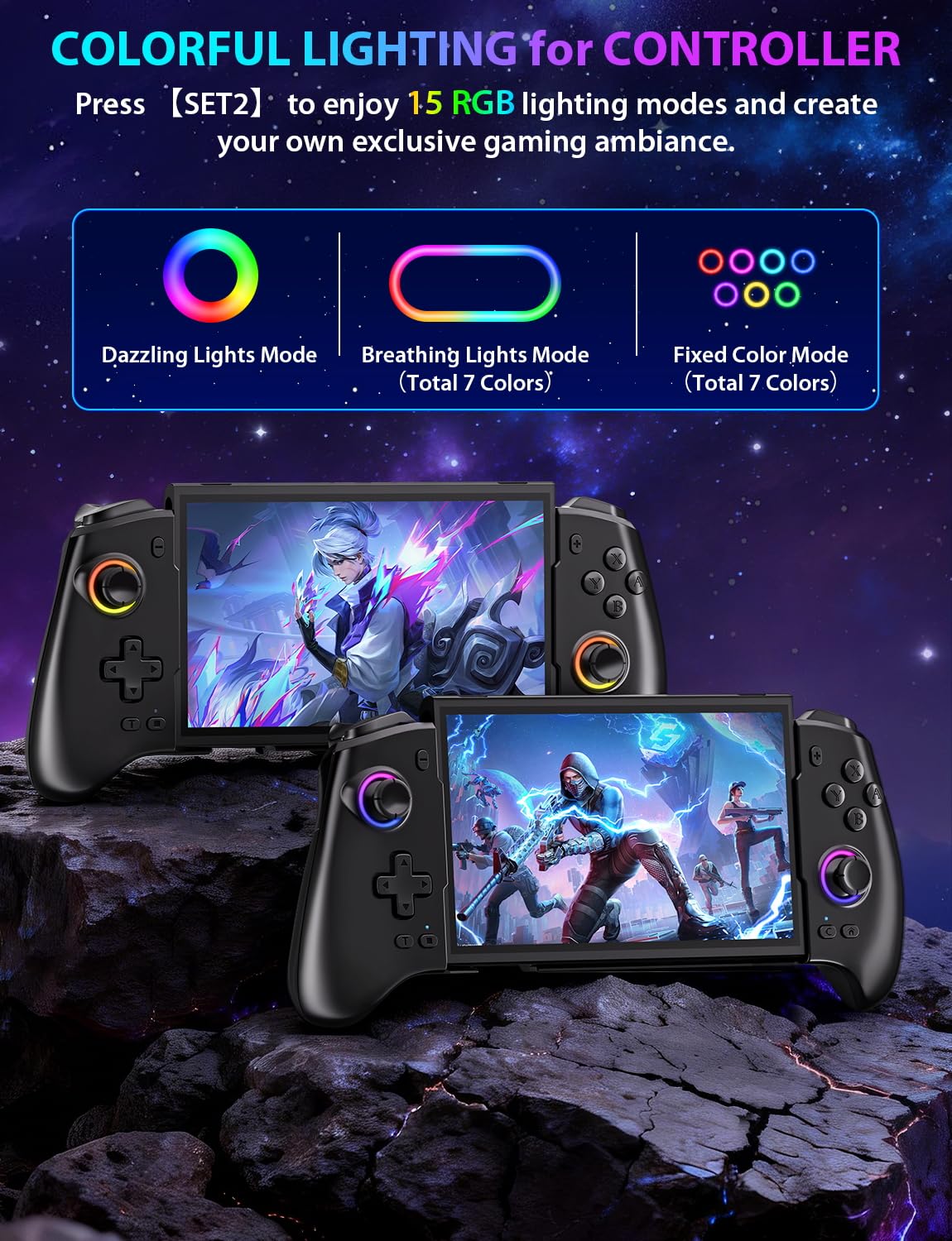MANDO INALÁMBRICO FASCEOTE PARA NINTENDO SWITCH, SWITCH OLED Y SWITCH 2 CON BATERÍA RECARGABLE Y LUCES LED - 3