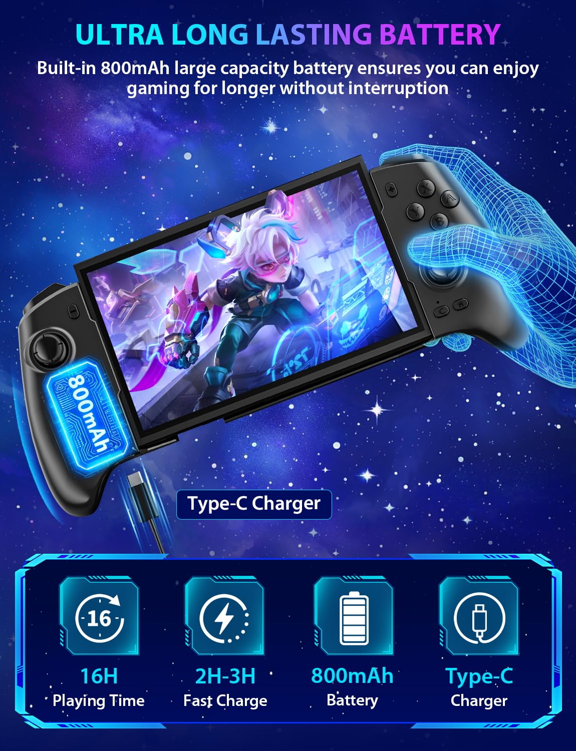 MANDO INALÁMBRICO FASCEOTE PARA NINTENDO SWITCH, SWITCH OLED Y SWITCH 2 CON BATERÍA RECARGABLE Y LUCES LED - 4