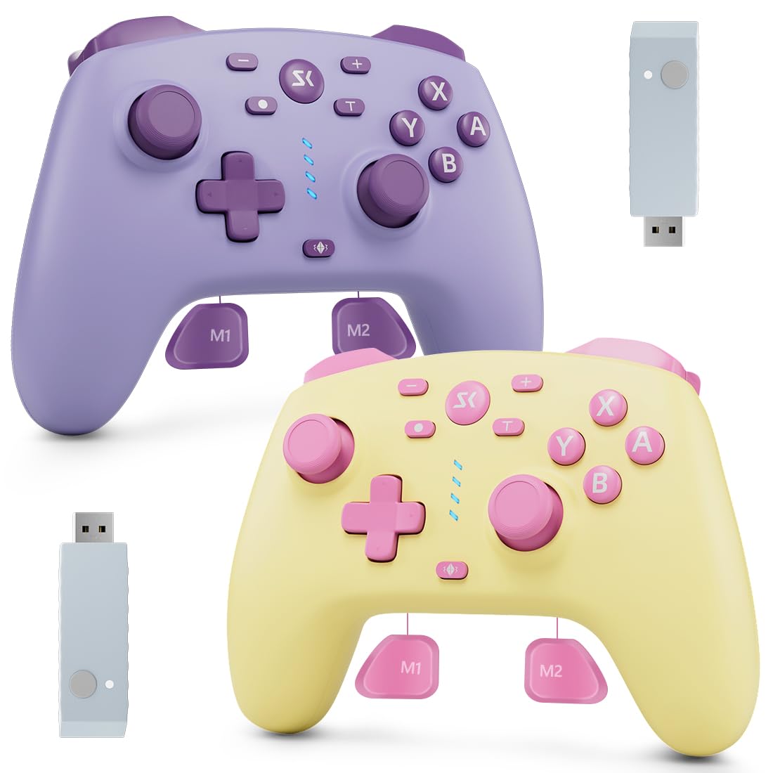 CONTROL INALÁMBRICO PARA SWITCH KUJIAN MODELO PURPLE+YELLOW - 1