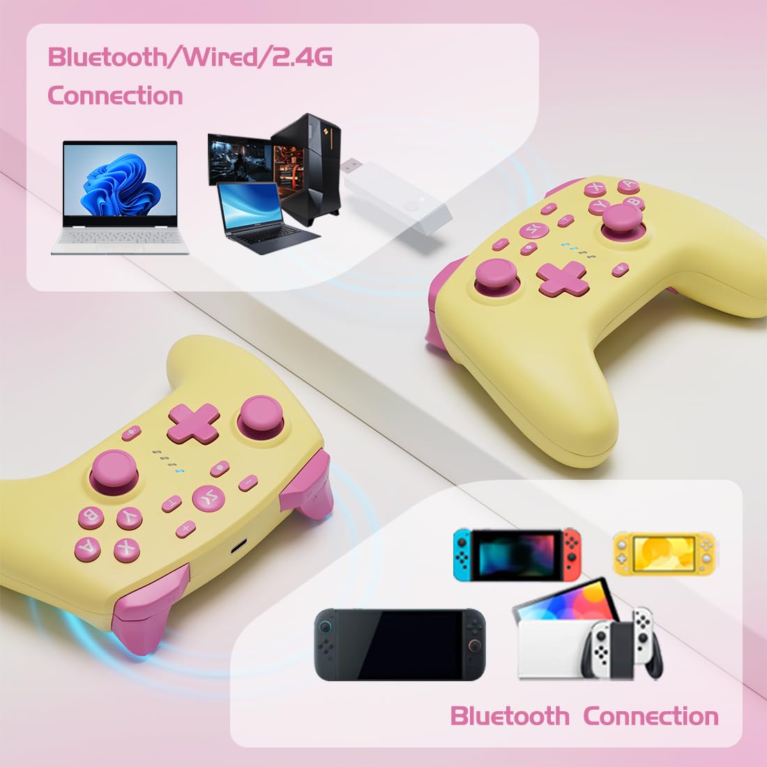 CONTROL INALÁMBRICO PARA SWITCH KUJIAN MODELO PURPLE+YELLOW - 4