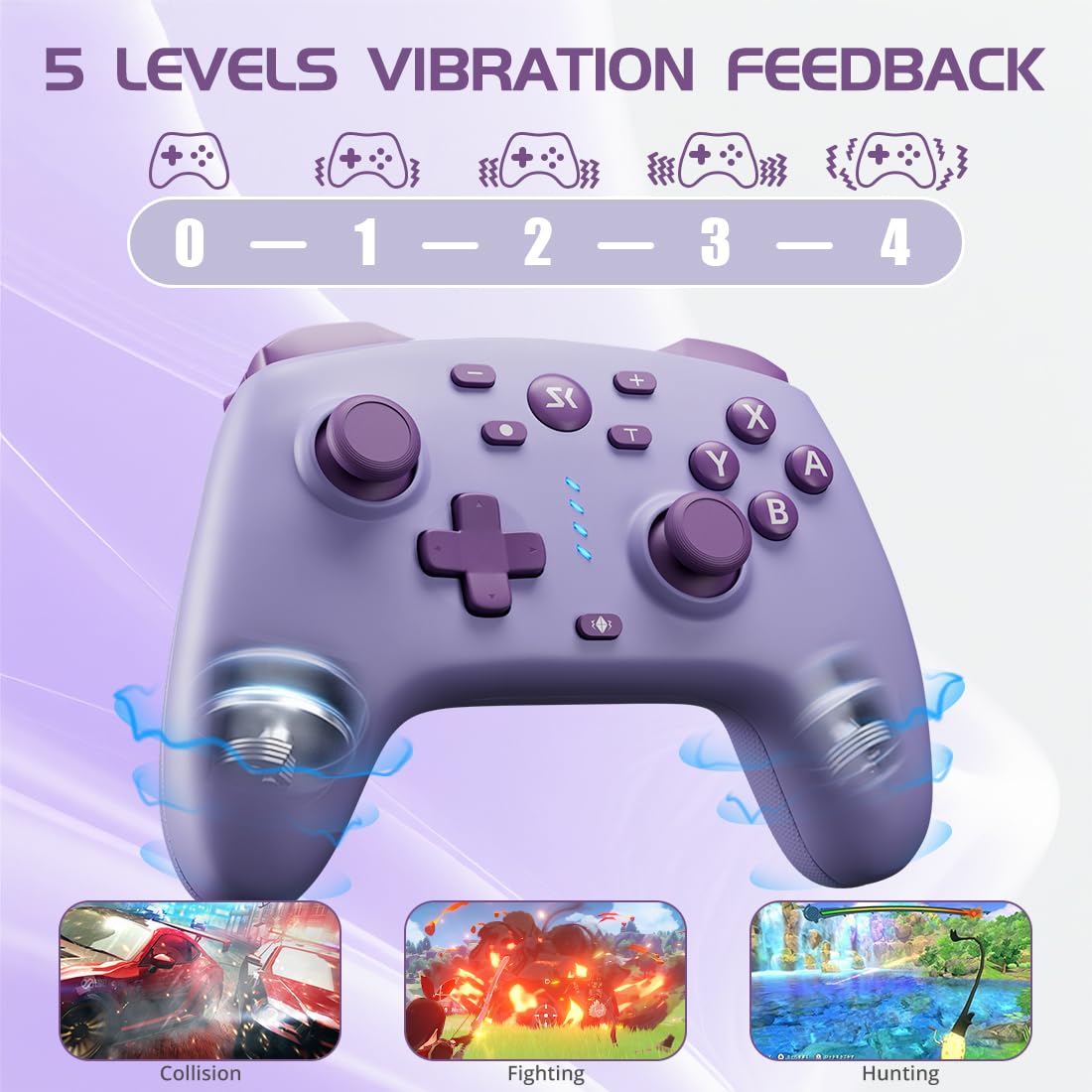 CONTROL INALÁMBRICO PARA SWITCH KUJIAN MODELO PURPLE+YELLOW - 5
