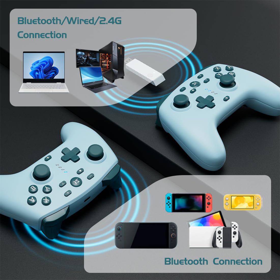 CONTROL INALÁMBRICO PARA SWITCH KUJIAN MODELO BLUE+LAKE BLUE - 3