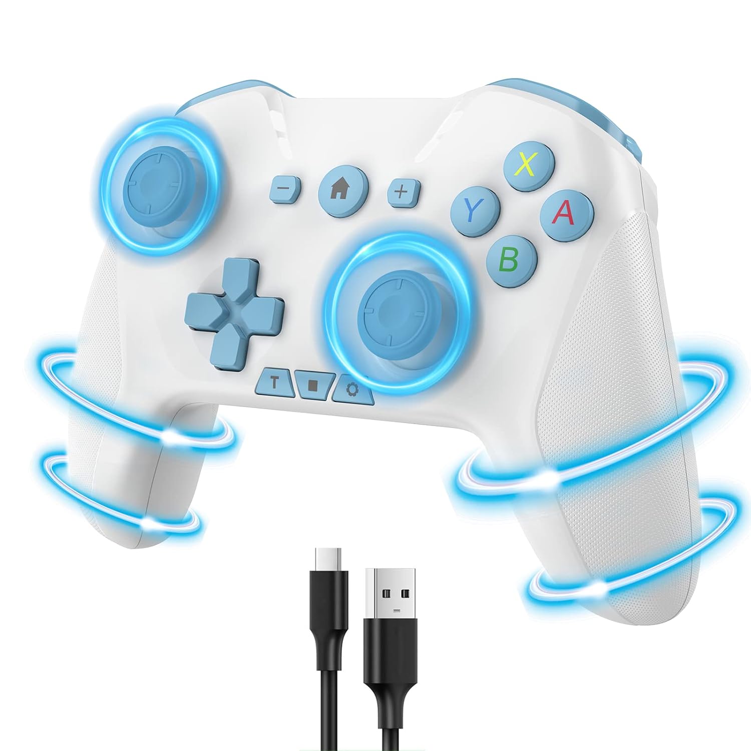 MANDO BLUETOOTH UNIHOW PARA SWITCH/MAC/PC/STEAM/MÓVIL IOS/ANDROID/TV/IPAD/TABLE APPLE ARCADE MFI LIGHT WHITE BLUE - 1
