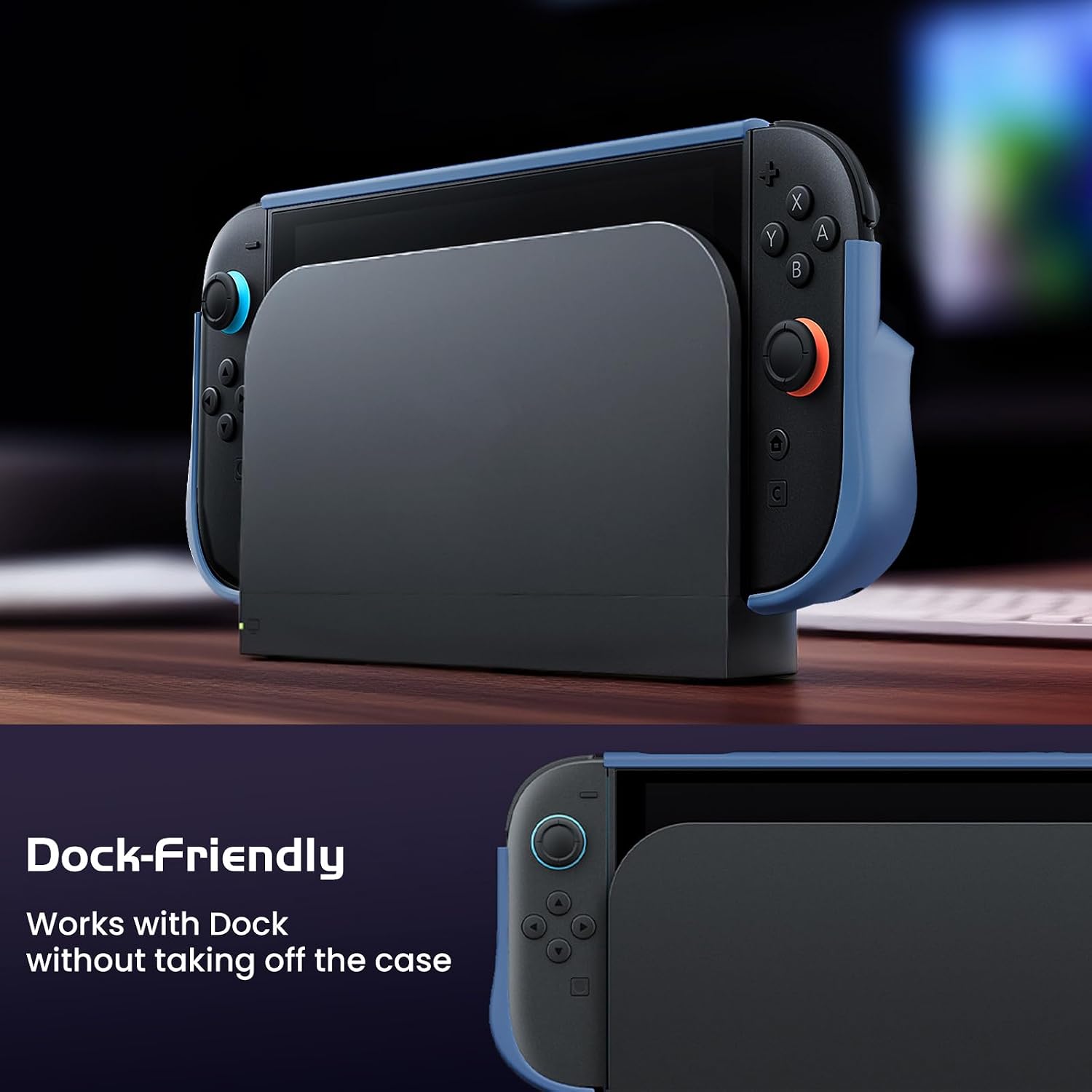 FUNDA PROTECTORA DOCKABLE PARA NINTENDO SWITCH 2 FIWWAT AZUL MATE - 3