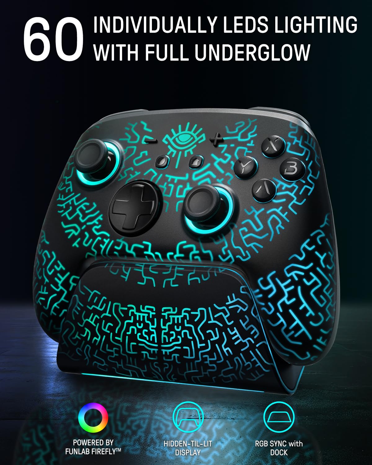 MANDO INALÁMBRICO FUNLAB FIREFLY-Z PARA SWITCH 2 CON BASE DE CARGA Y LUCES LED - 5
