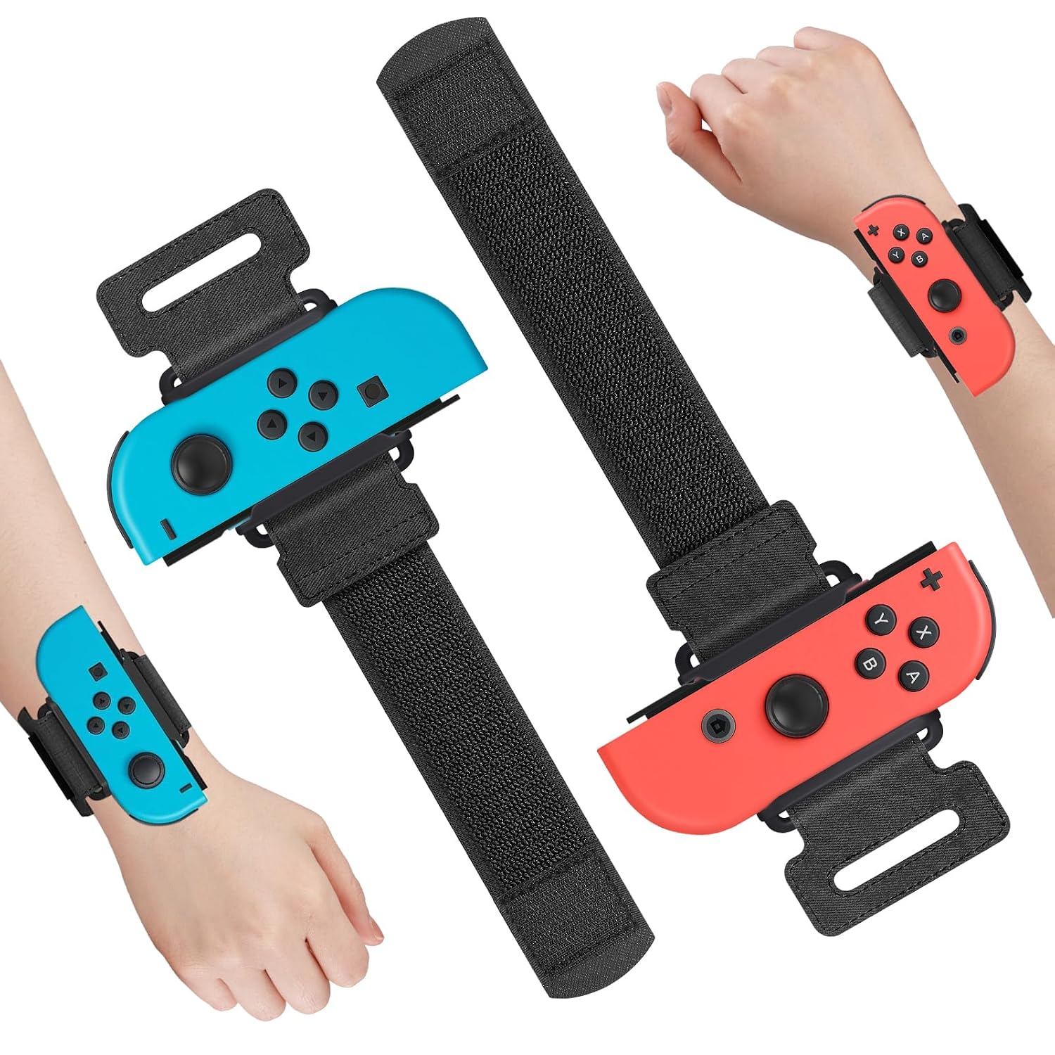 BRAZALETES FASTSNAIL PARA NINTENDO SWITCH Y SWITCH OLED PARA JUEGOS JUST DANCE 2 UNIDADES ROJO Y AZUL - 1