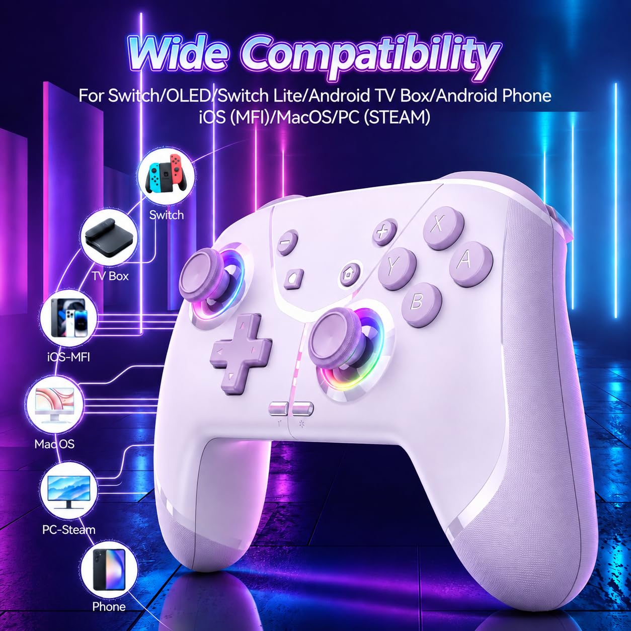 CONTROL INALÁMBRICO SWITCH LIGAME PRO MORADO - 2