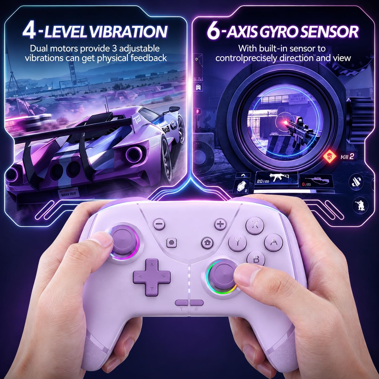 CONTROL INALÁMBRICO SWITCH LIGAME PRO MORADO - 3