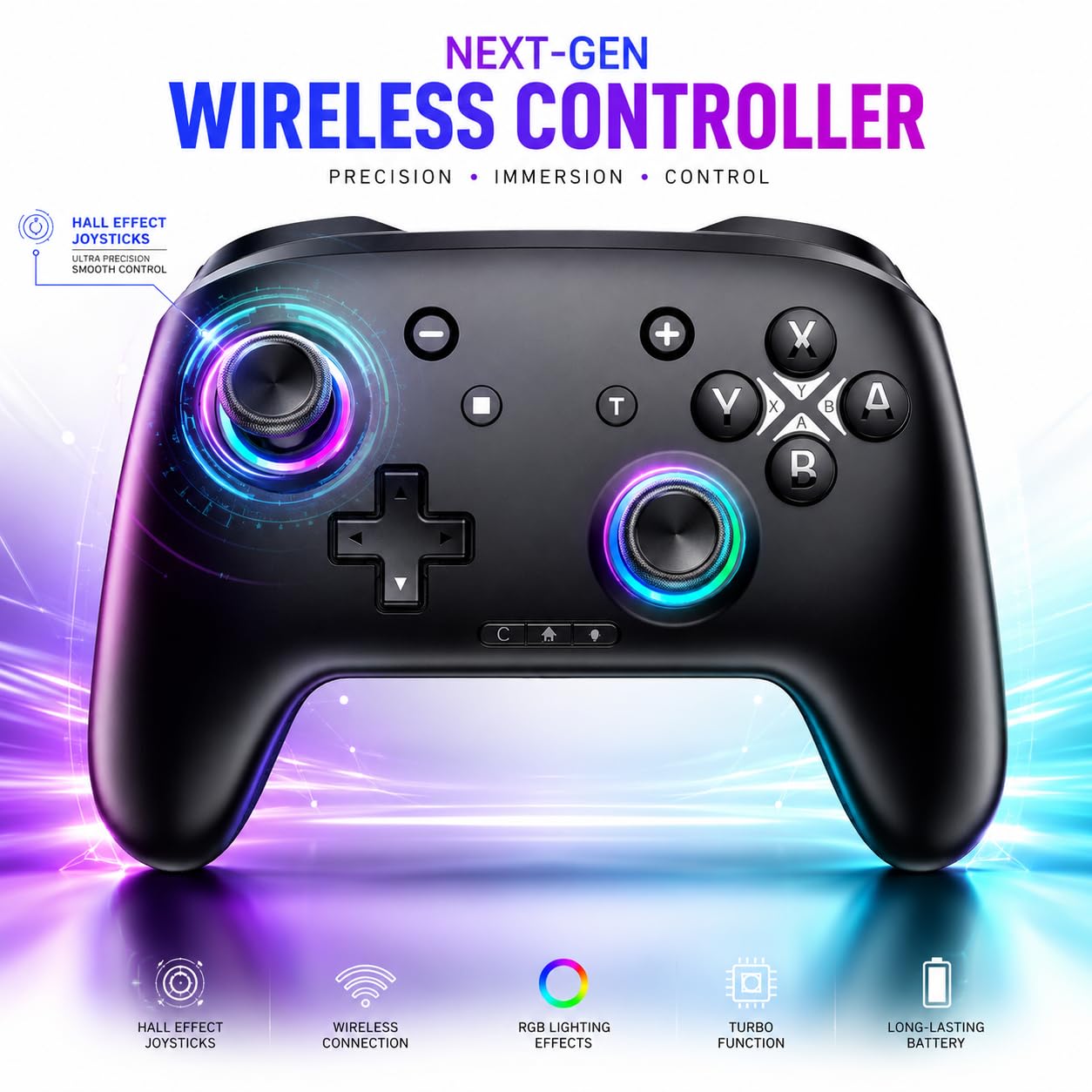 CONTROL INALÁMBRICO LIGAME PARA NINTENDO SWITCH Y DISPOSITIVOS BLUETOOTH, NEGRO OSCURO - 2