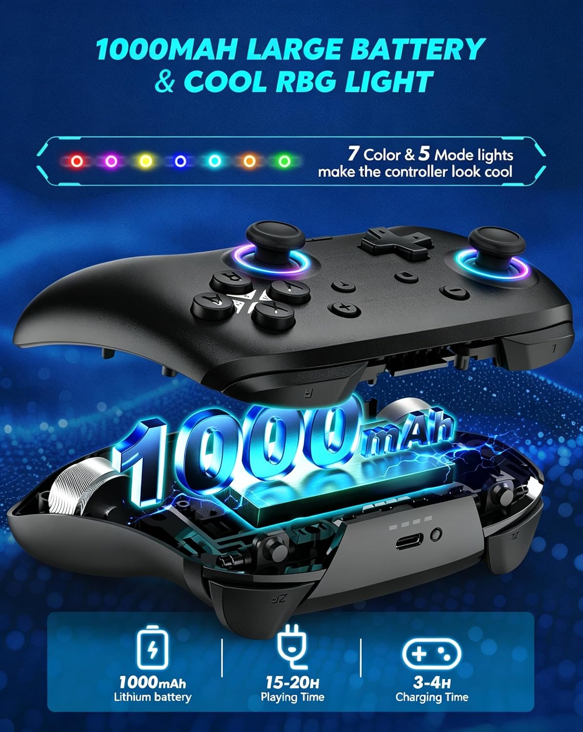 CONTROL INALÁMBRICO LIGAME PARA NINTENDO SWITCH Y DISPOSITIVOS BLUETOOTH, NEGRO OSCURO - 5