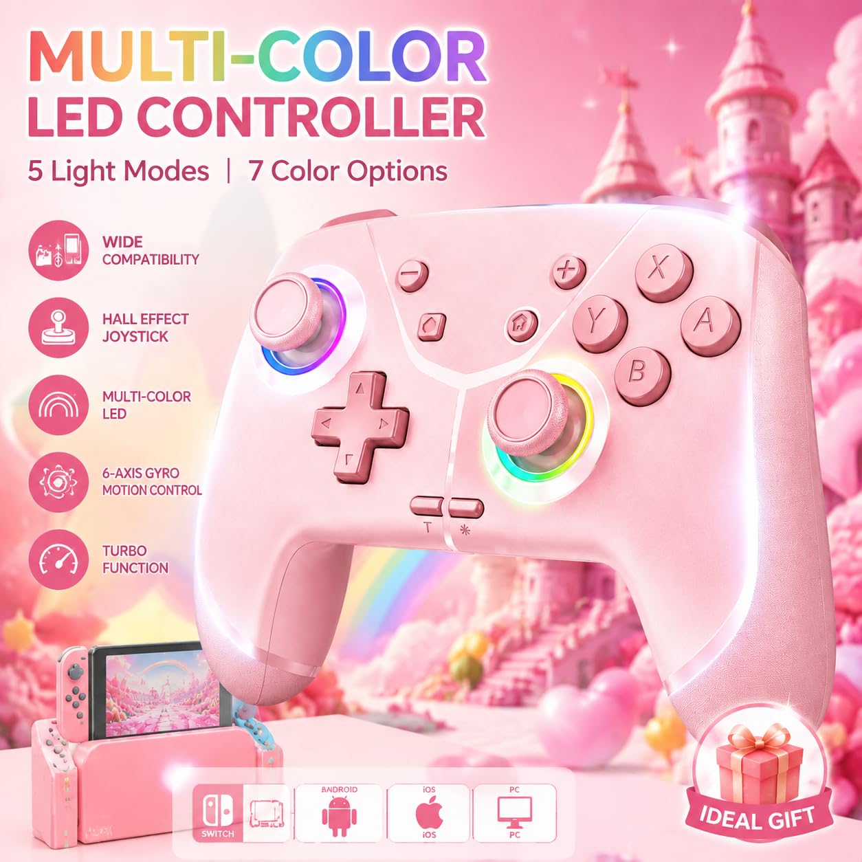 CONTROL INALÁMBRICO LIGAME PRO PARA NINTENDO SWITCH ROSA - 2