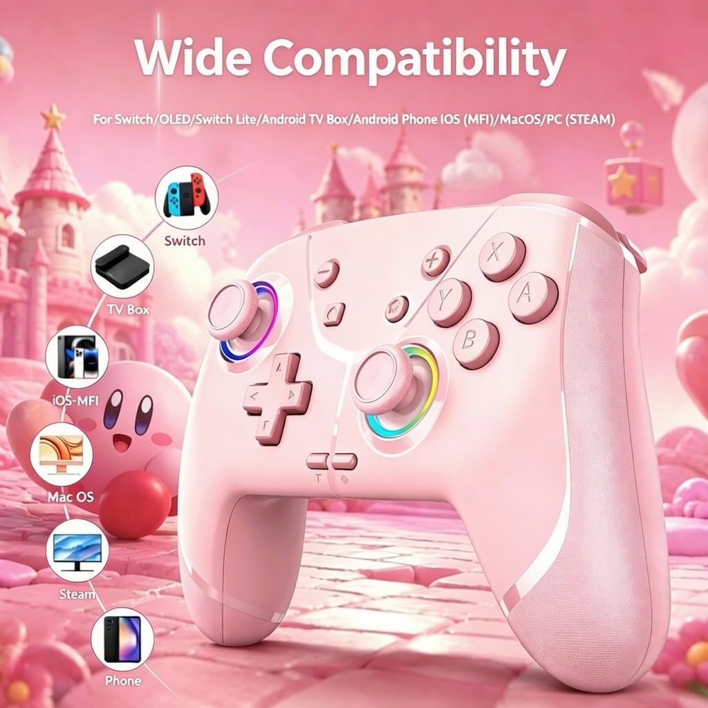 CONTROL INALÁMBRICO LIGAME PRO PARA NINTENDO SWITCH ROSA - 3