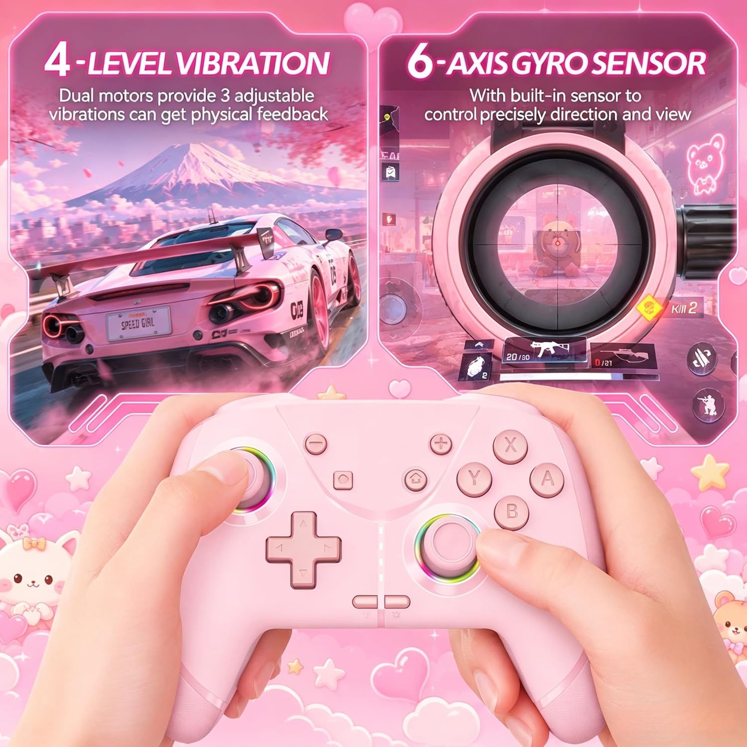 CONTROL INALÁMBRICO LIGAME PRO PARA NINTENDO SWITCH ROSA - 5