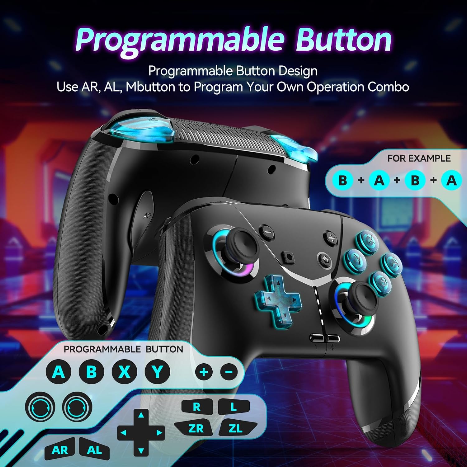 CONTROL INALÁMBRICO LIGAME PRO PARA NINTENDO SWITCH NEGRO - 3