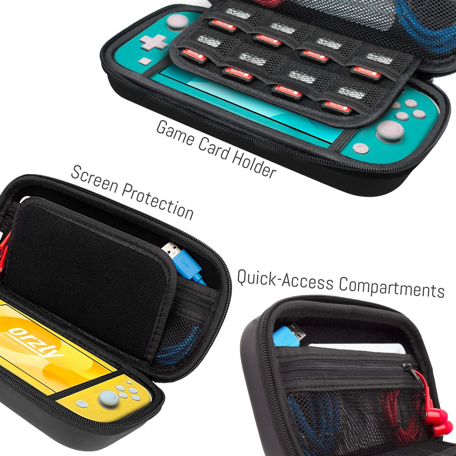 ESTUCHE ORZLY PARA NINTENDO SWITCH LITE NEGRO - 3
