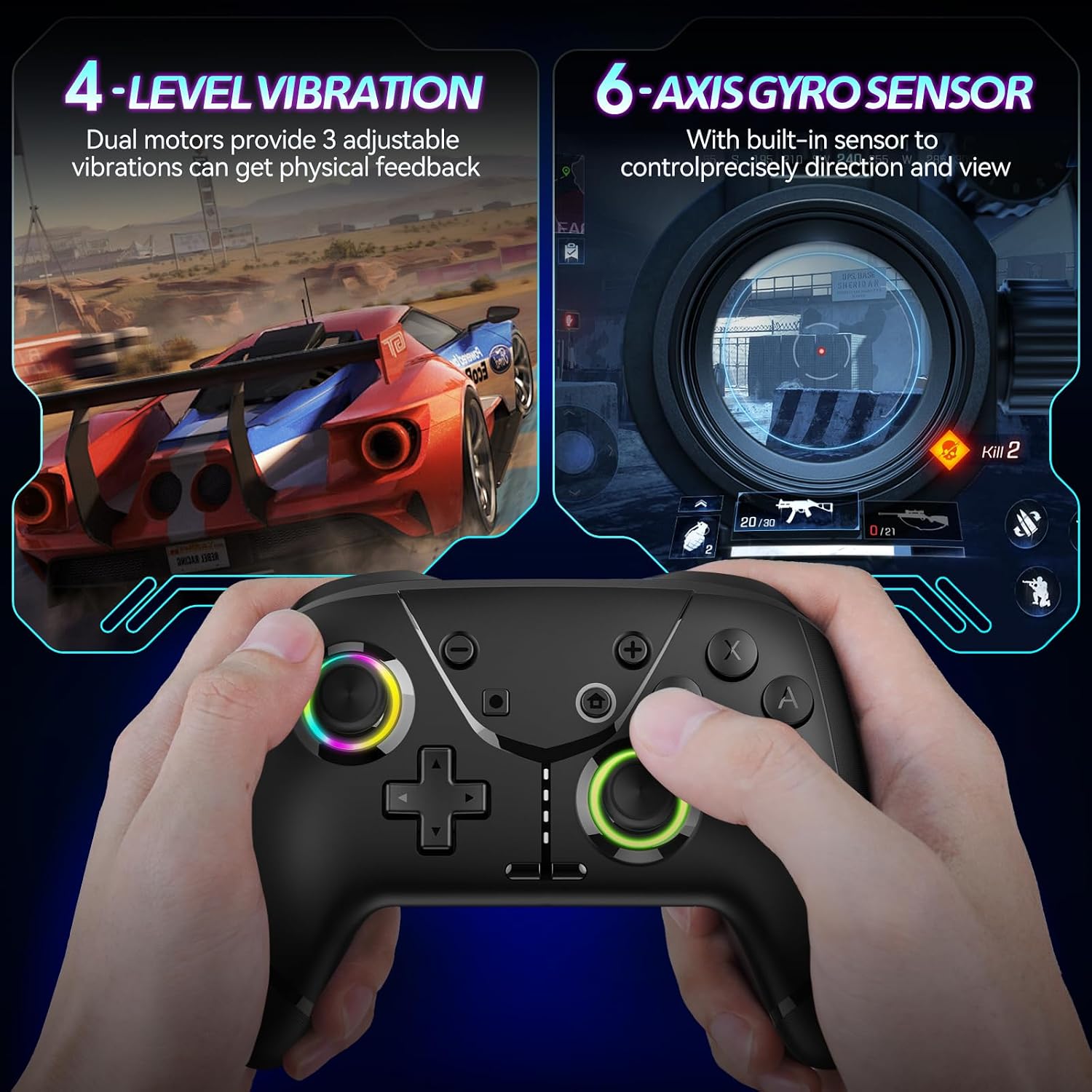 CONTROL INALÁMBRICO LIGAME PRO PARA NINTENDO SWITCH NEGRO - 4