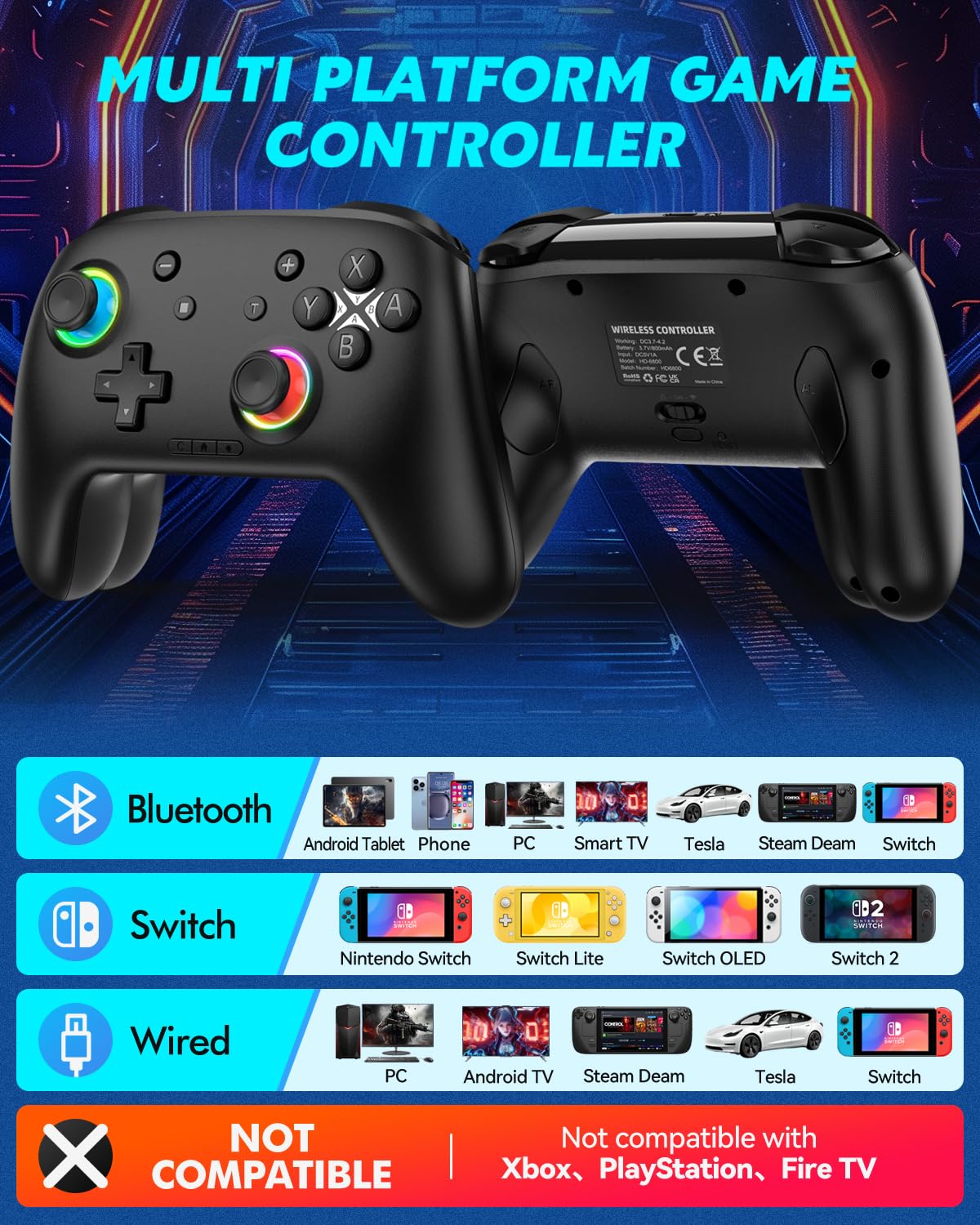 CONTROL INALÁMBRICO LIGAME PRO BLACK PARA NINTENDO SWITCH Y DISPOSITIVOS BLUETOOTH - 2