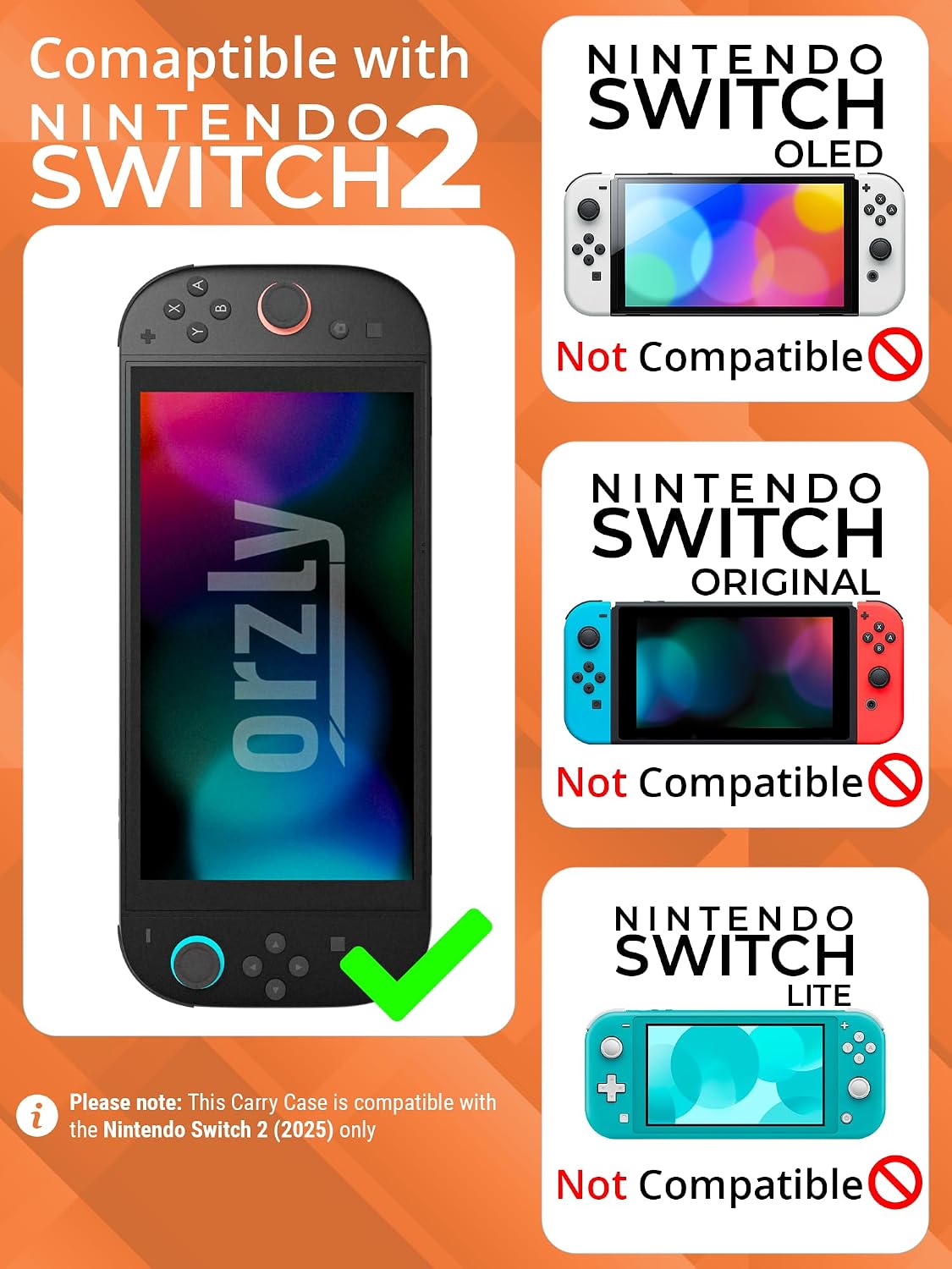 FUNDA ORZLY PARA NINTENDO SWITCH 2 CON PROTECCIÓN Y ALMACENAMIENTO - 2