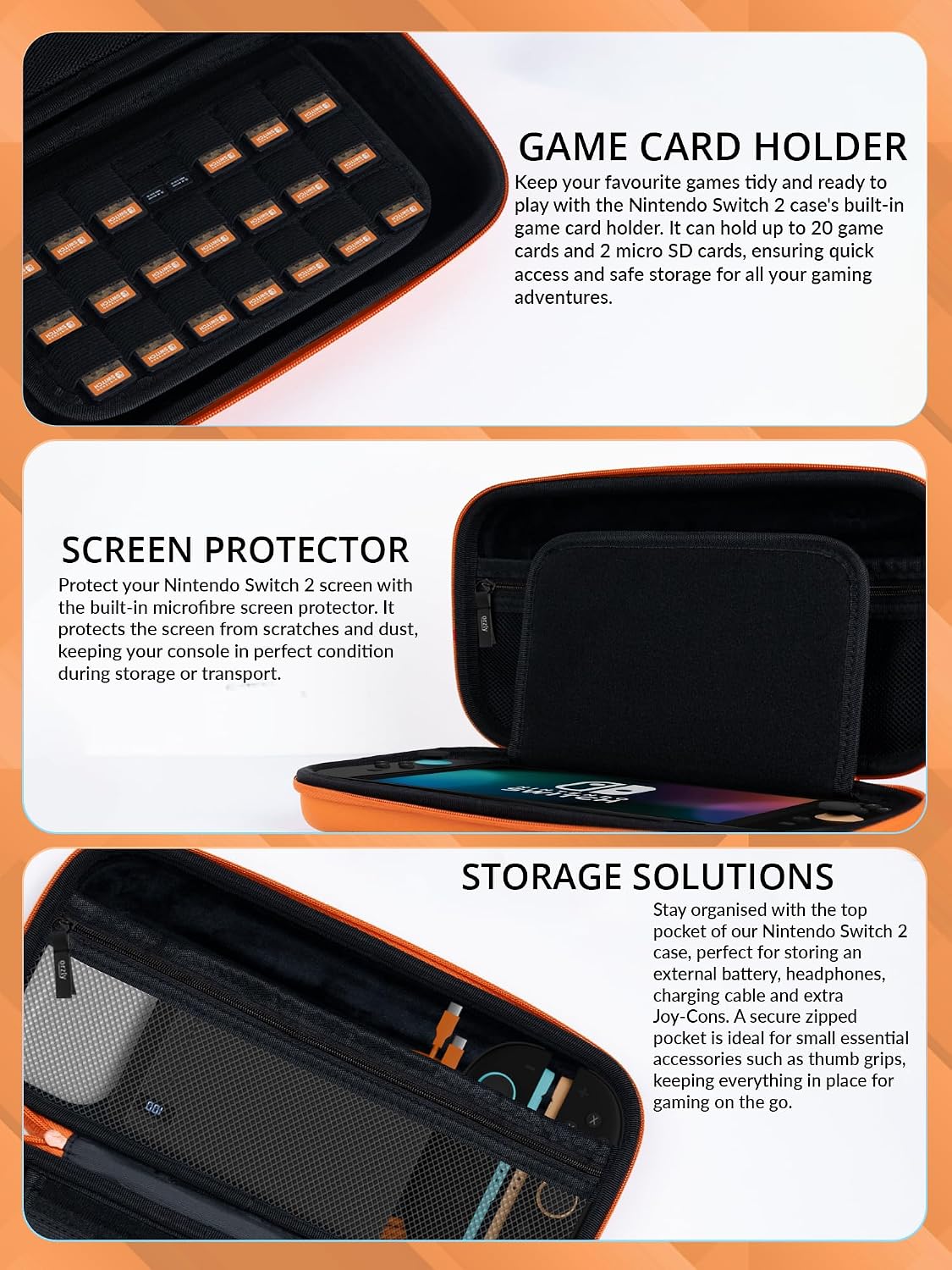 FUNDA ORZLY PARA NINTENDO SWITCH 2 CON PROTECCIÓN Y ALMACENAMIENTO - 5