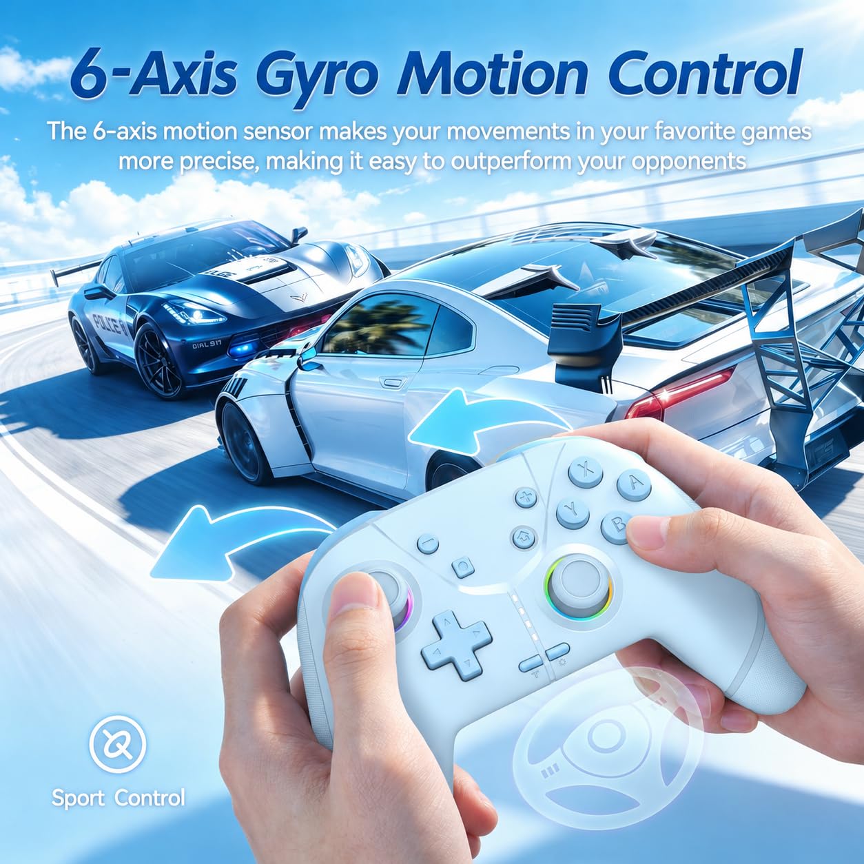 CONTROL INALÁMBRICO LIGAME PRO PARA NINTENDO SWITCH AZUL - 3