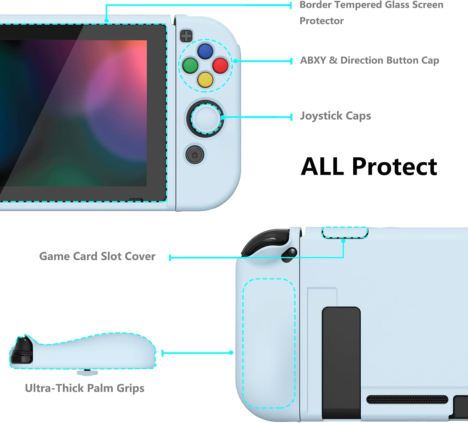 FUNDA PROTECTORA FLEXIBLE PLAYVITAL ZEALPROTECT PARA NINTENDO SWITCH AZUL CELESTE - 5
