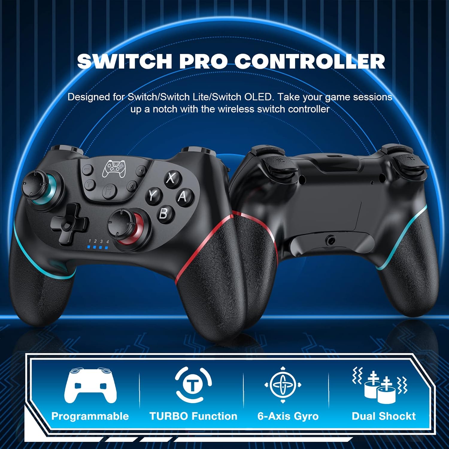 CONTROL INALÁMBRICO DISWOE PRO PARA SWITCH Y PC CON FUNCIÓN PROGRAMABLE Y VIBRACIÓN AJUSTABLE - 2