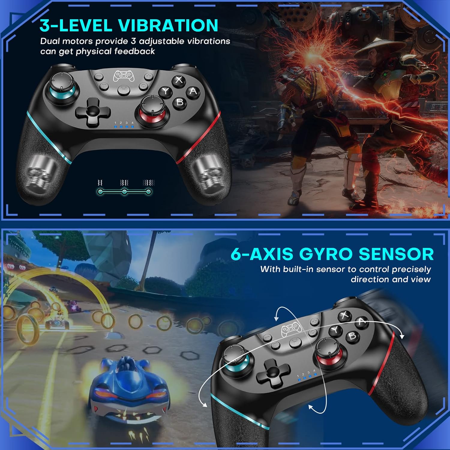CONTROL INALÁMBRICO DISWOE PRO PARA SWITCH Y PC CON FUNCIÓN PROGRAMABLE Y VIBRACIÓN AJUSTABLE - 5