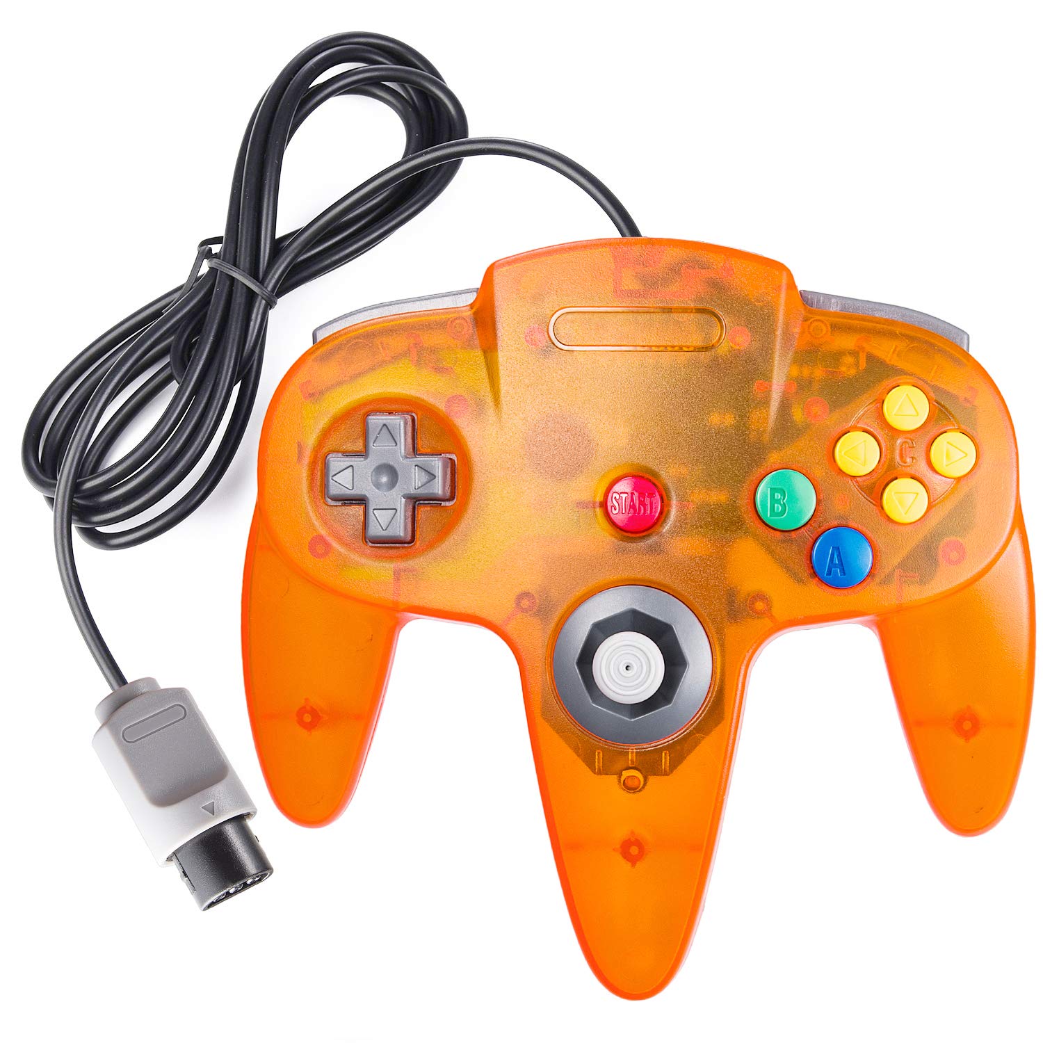 CONTROL PARA CONSOLA MIADORE N64 CLÁSICO CABLEADO 2 UNIDADES AZUL JUNGLA Y NARANJA - 3
