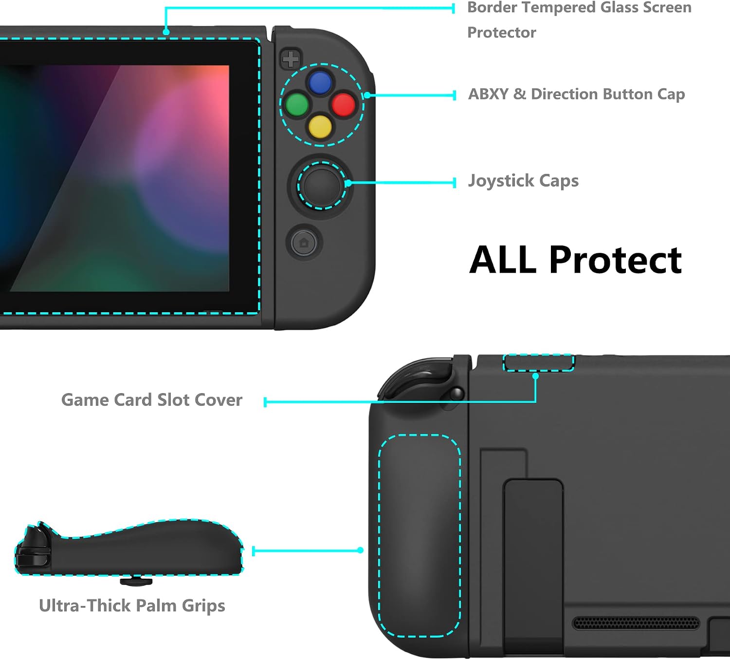 FUNDA PROTECTORA FLEXIBLE PLAYVITAL ZEALPROTECT PARA NINTENDO SWITCH NEGRA - 5