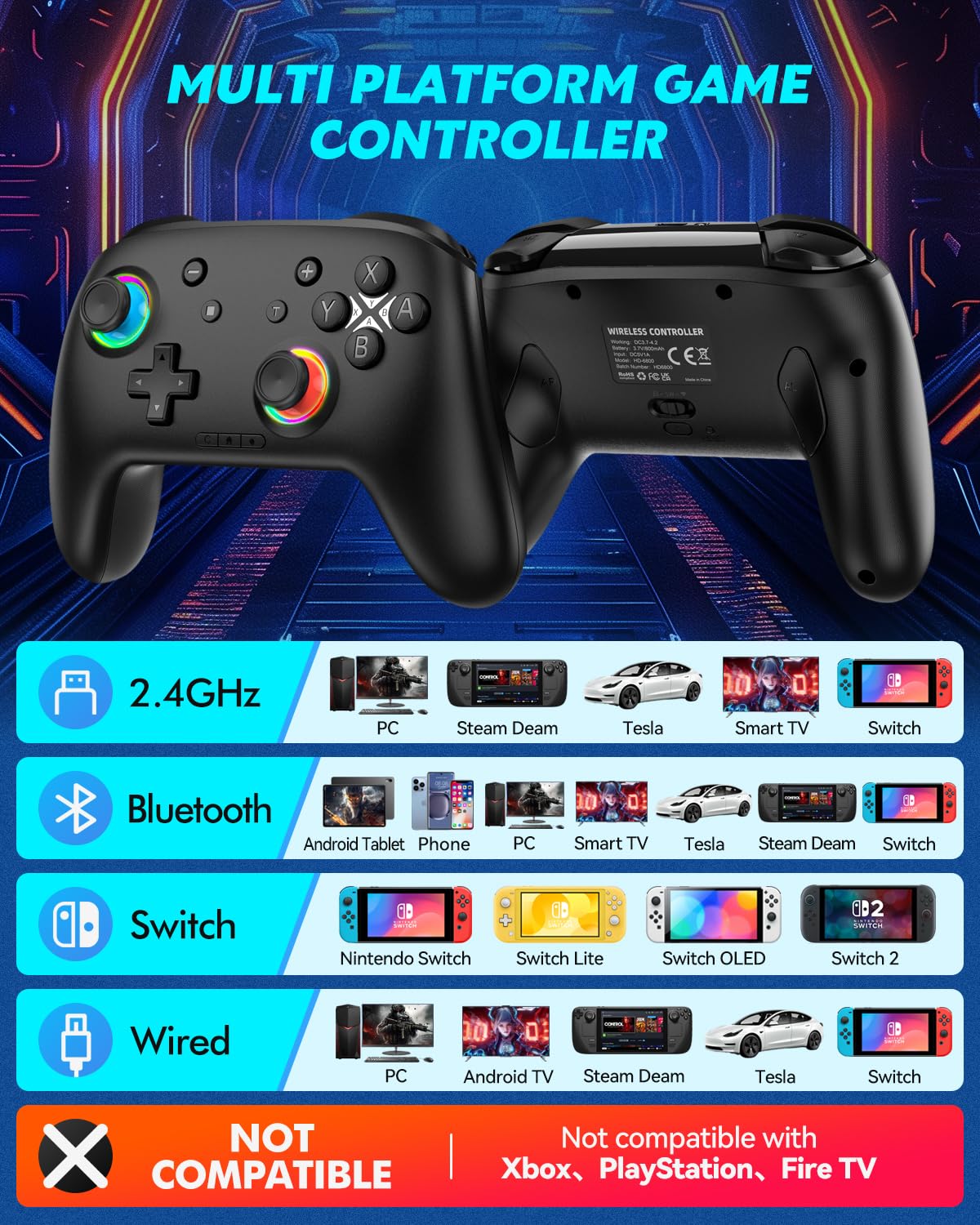 CONTROL INALÁMBRICO LIGAME PARA NINTENDO SWITCH Y DISPOSITIVOS BLUETOOTH, NEGRO CLARO - 2