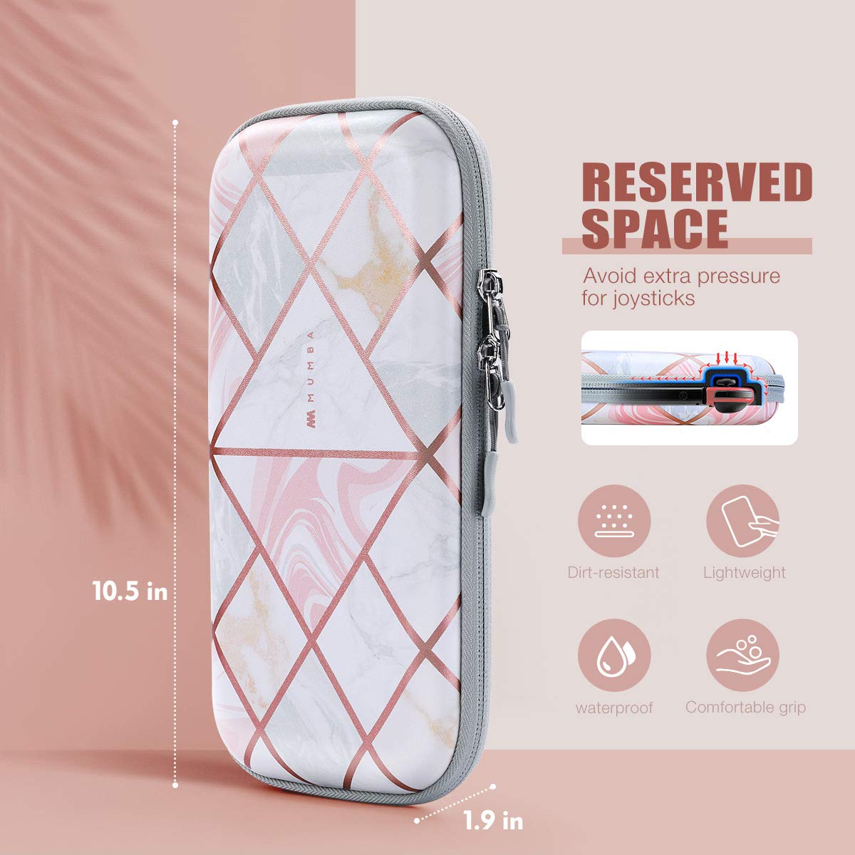 ESTUCHE RÍGIDO MUMBA PARA NINTENDO SWITCH OLED Y NINTENDO SWITCH, CAPACIDAD 10 JUEGOS, MÁRMOL ROSA - 2