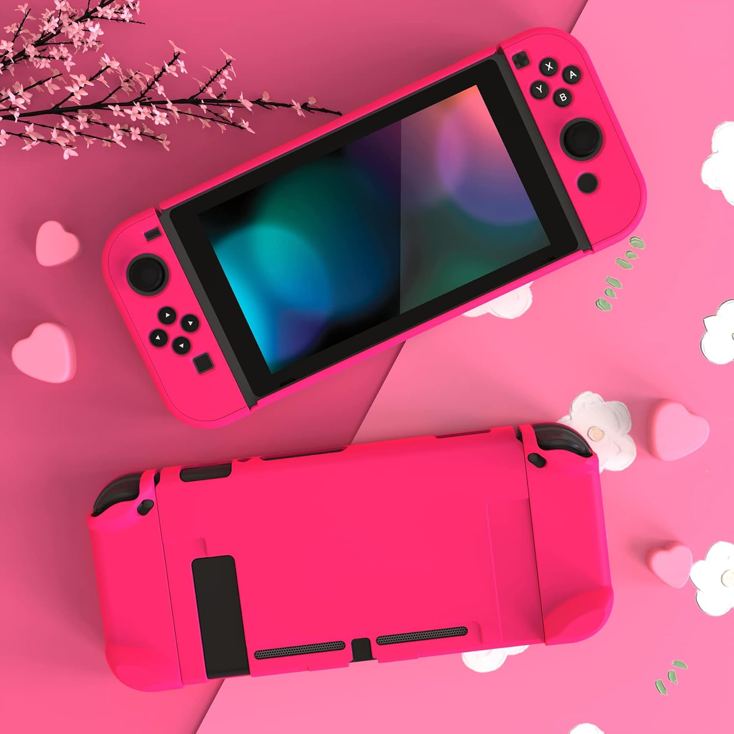 FUNDA PROTECTORA EXTREMERATE PLAYVITAL PARA NINTENDO SWITCH ROSA BRILLANTE - 3