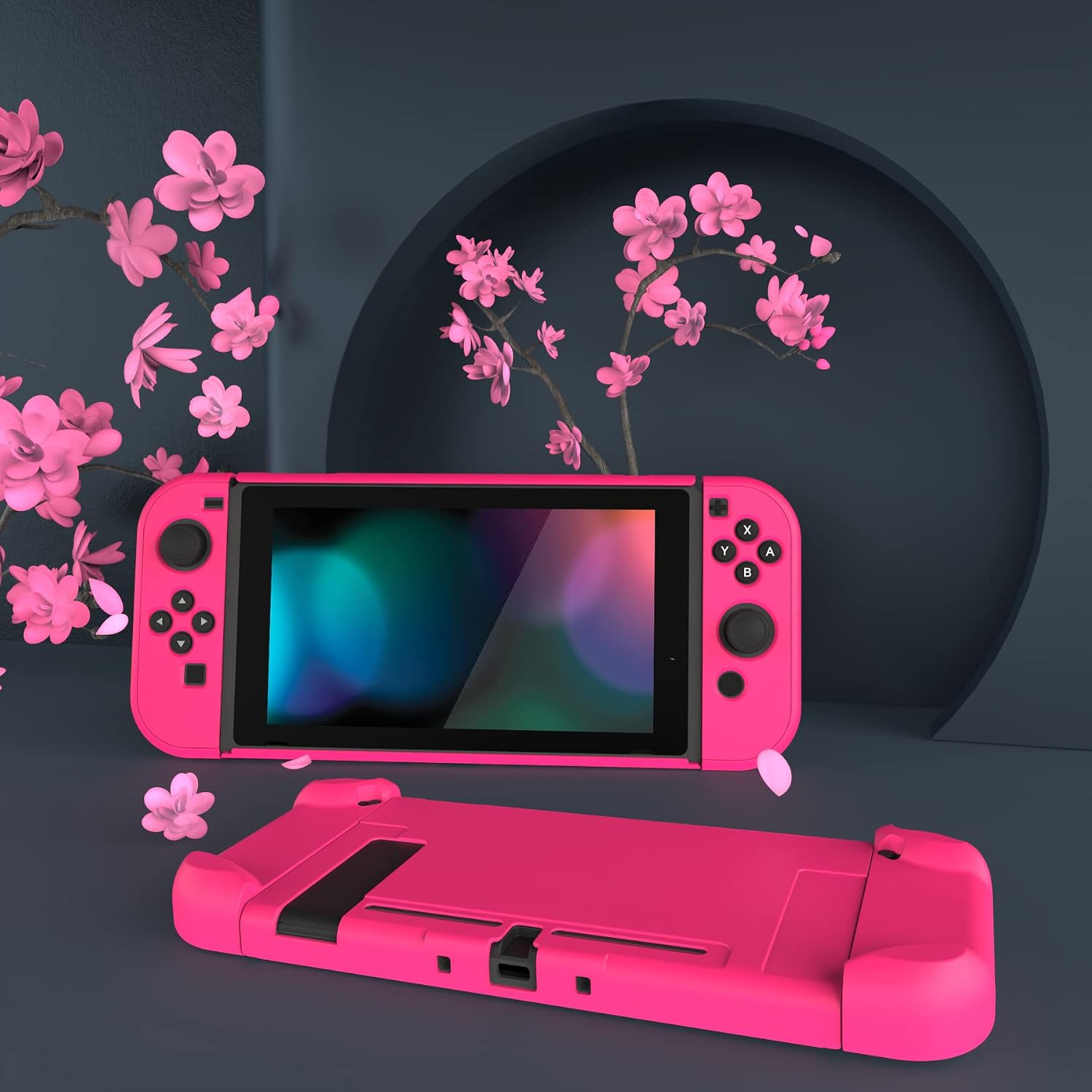 FUNDA PROTECTORA EXTREMERATE PLAYVITAL PARA NINTENDO SWITCH ROSA BRILLANTE - 4