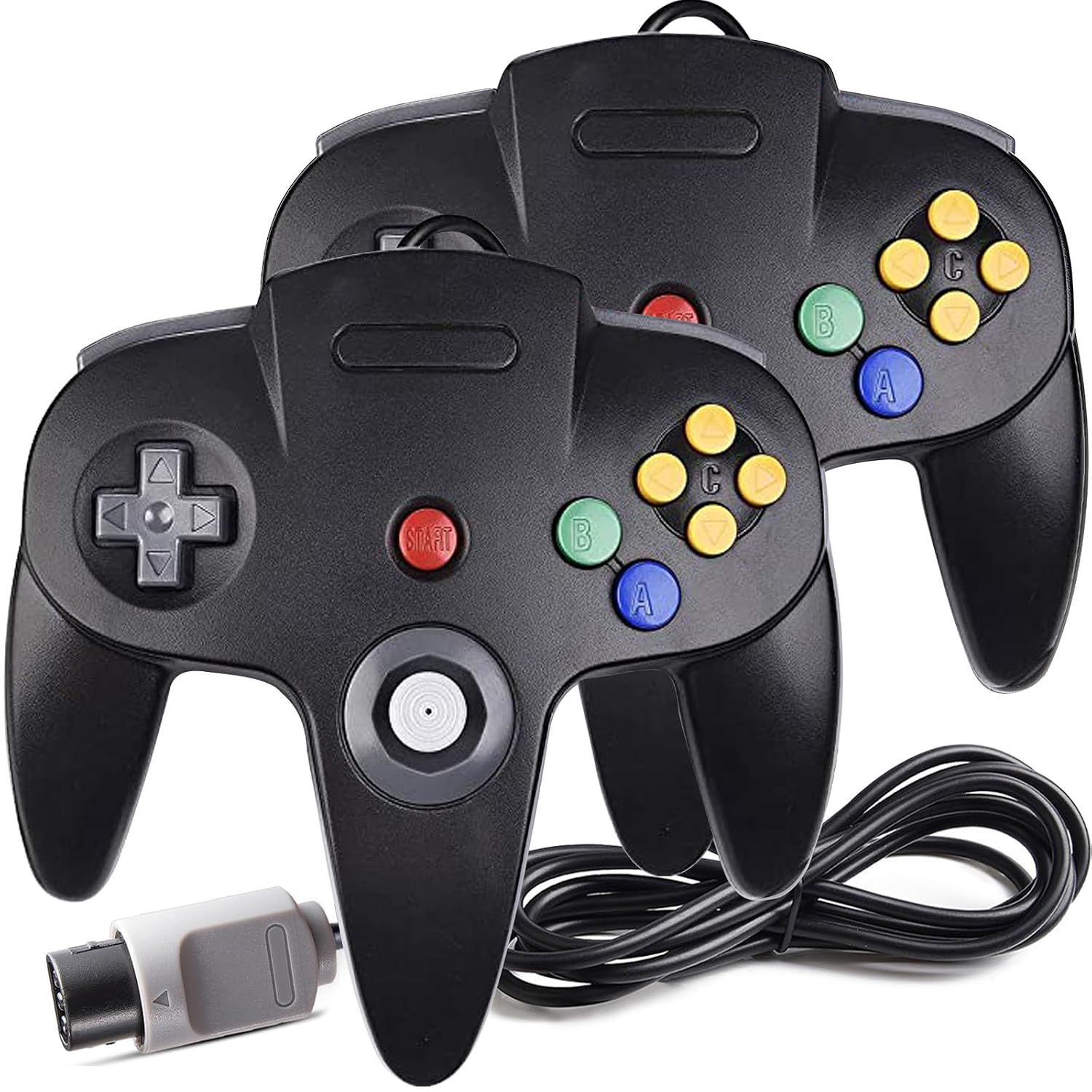 CONTROL RETRO MIADORE N64 CABLEADO 2 UNIDADES NEGRO - 1