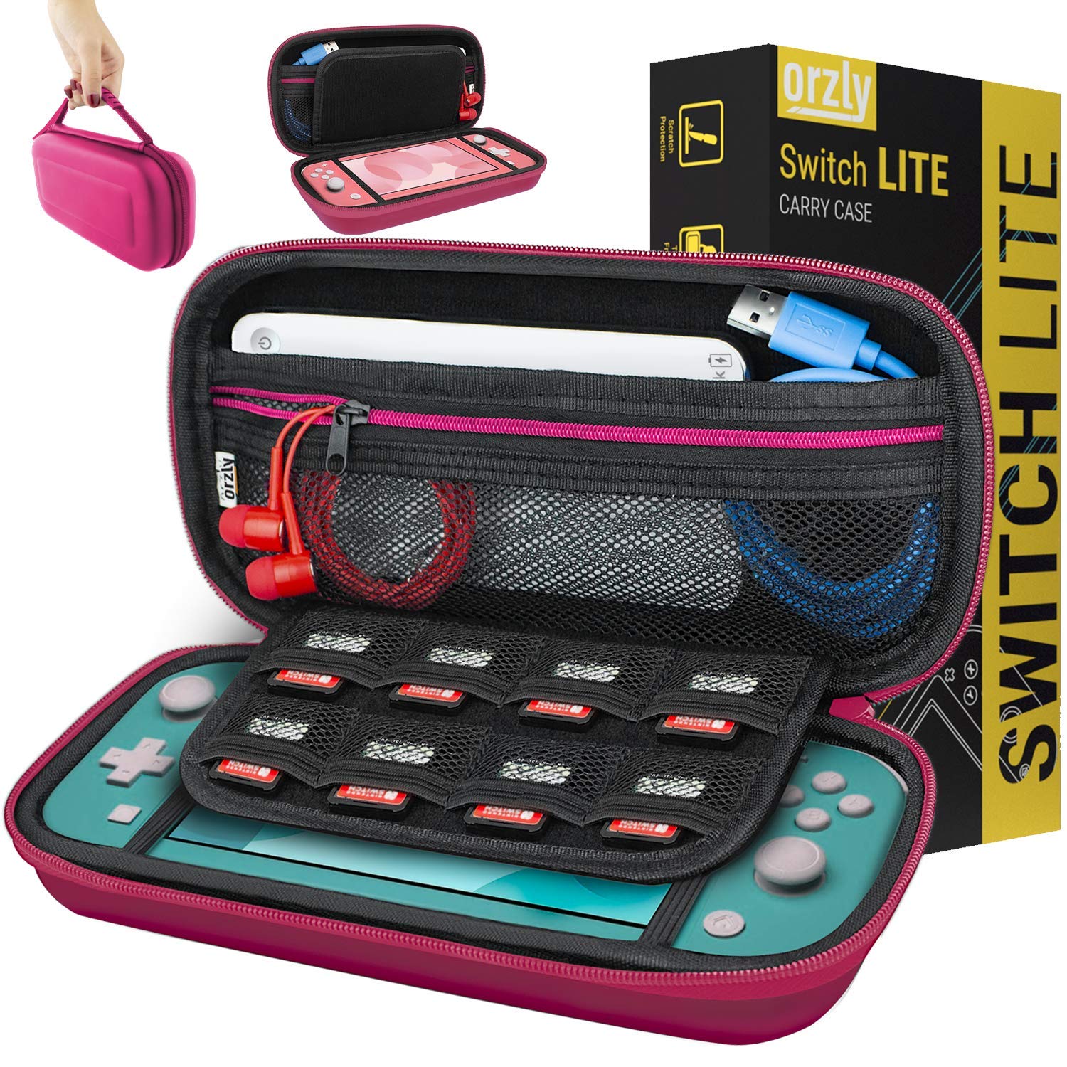 ESTUCHE ORZLY PARA NINTENDO SWITCH LITE ROSA - 1
