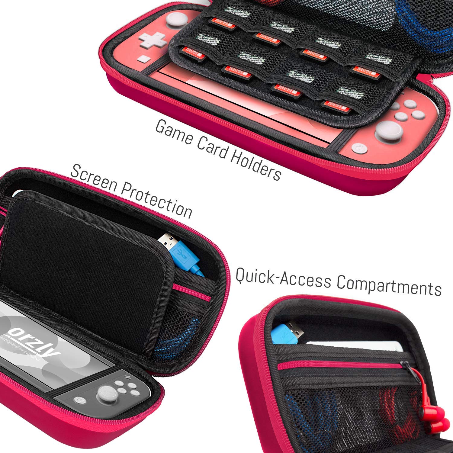 ESTUCHE ORZLY PARA NINTENDO SWITCH LITE ROSA - 4