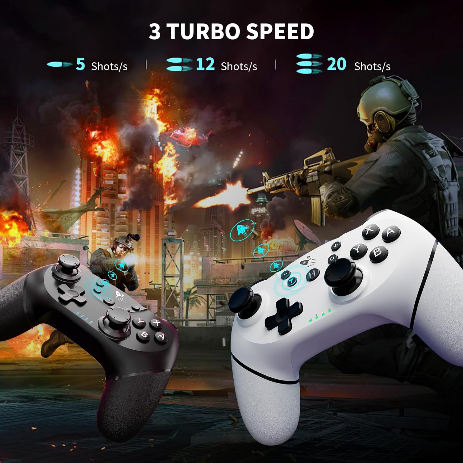 MANDO INALÁMBRICO ACEGAMER PRO PARA NINTENDO SWITCH Y PC 2 UNIDADES NEGRO Y BLANCO - 4