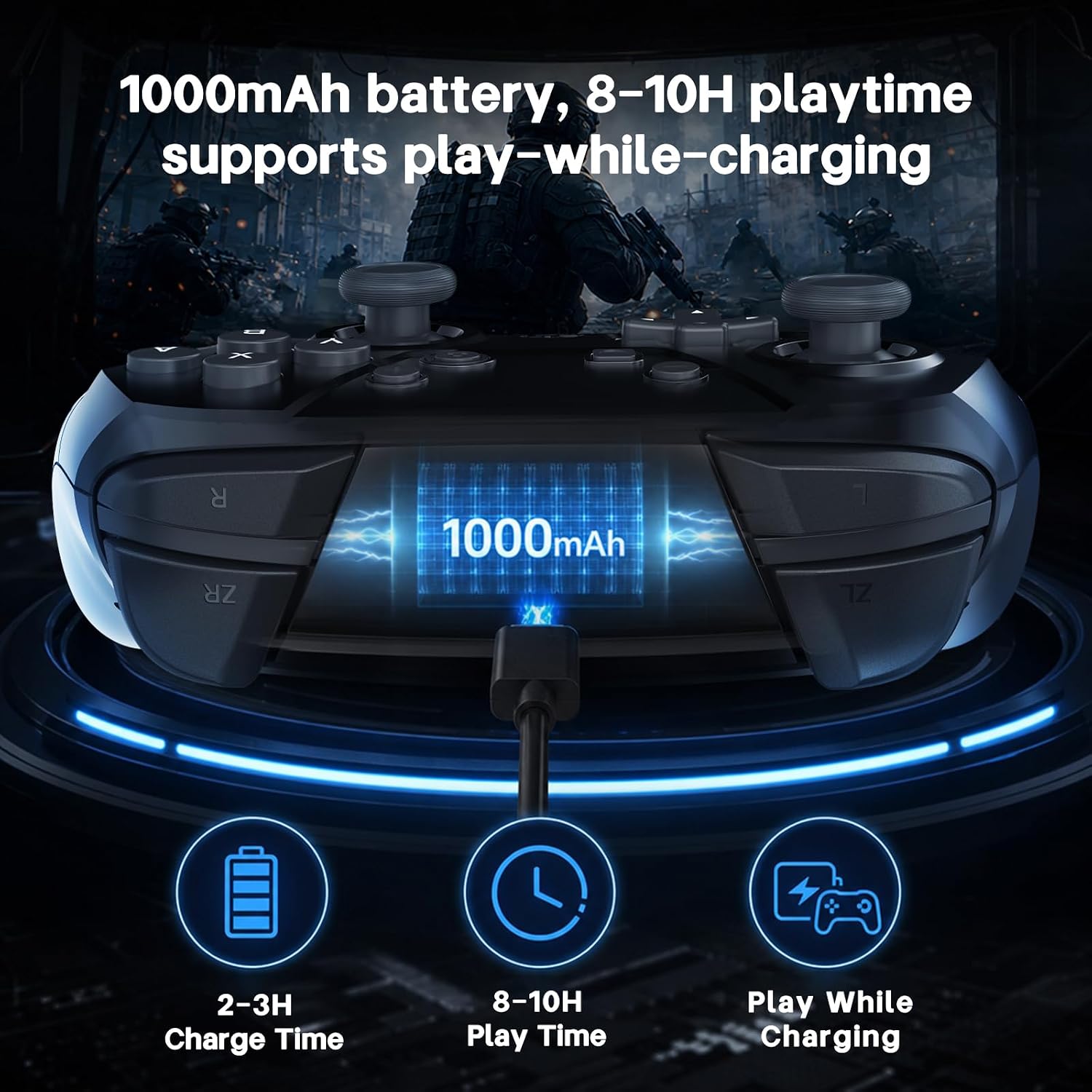 MANDO INALÁMBRICO YAEYE SWITCH PRO CON NFC AMIIBO Y BATERÍA 1000MAH PARA NINTENDO SWITCH/SWITCH LITE/SWITCH OLED/PC - 3