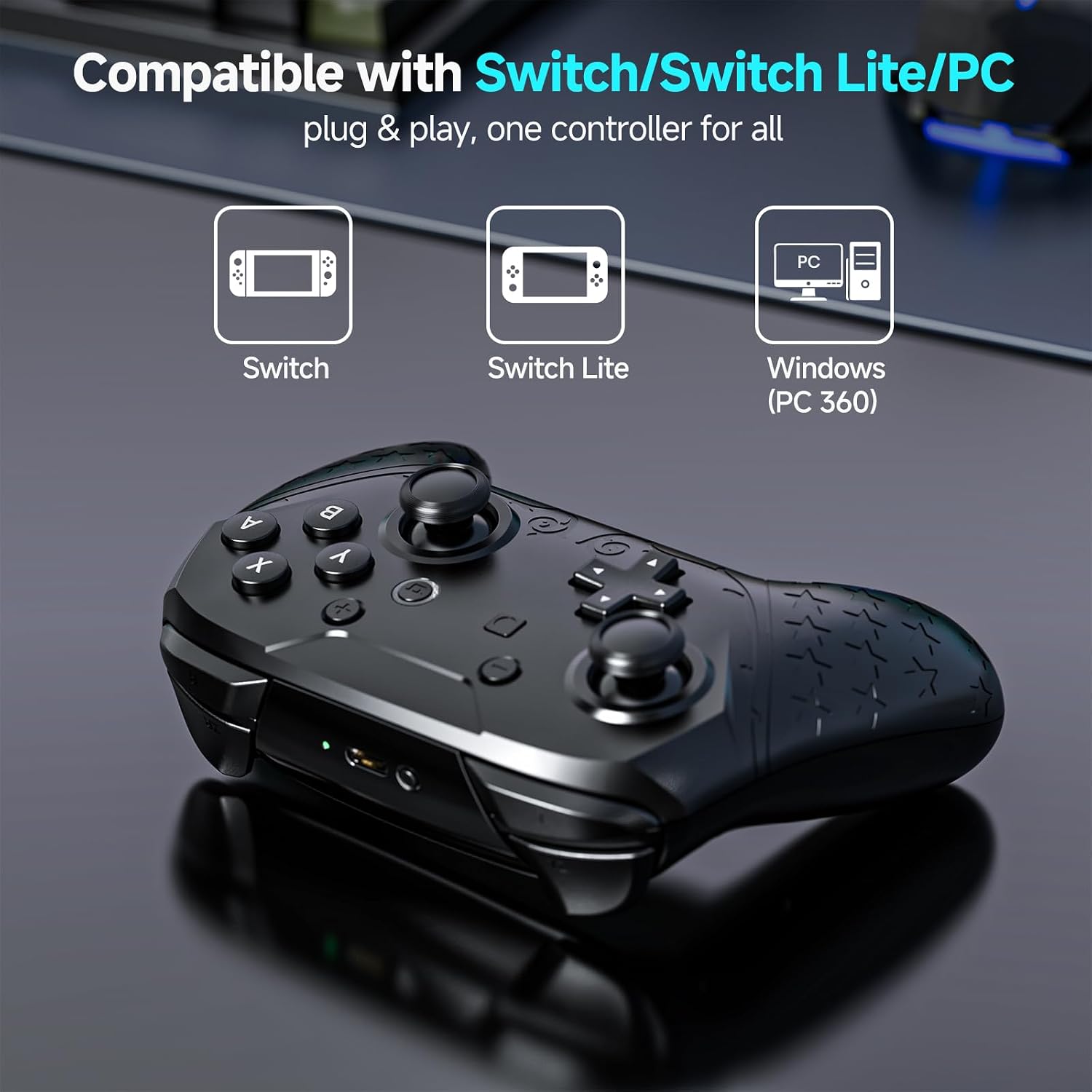 MANDO INALÁMBRICO YAEYE SWITCH PRO CON BLUETOOTH 5.0 Y NFC AMIIBO 1000MAH PARA NINTENDO SWITCH/SWITCH LITE/SWITCH OLED/PC - 2