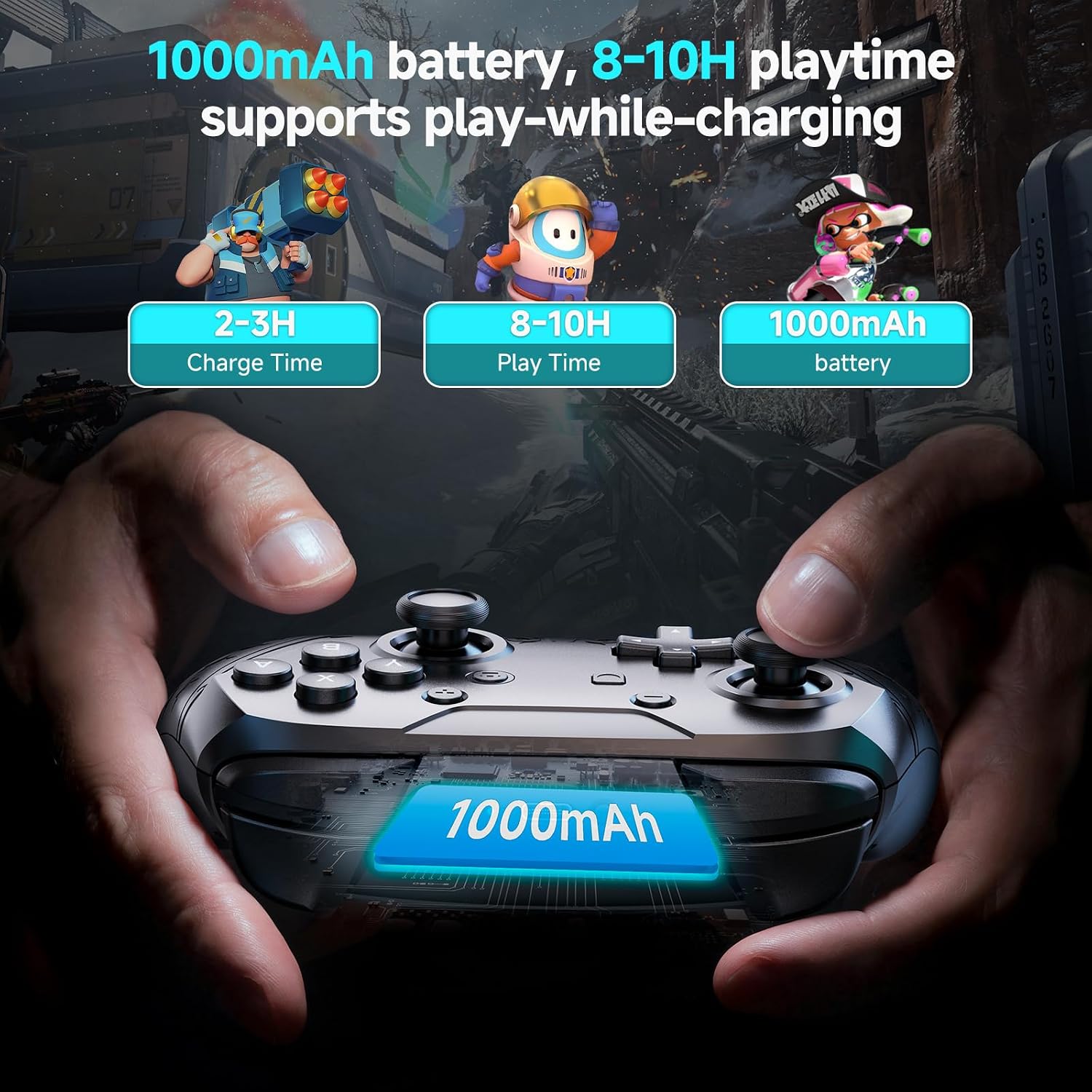 MANDO INALÁMBRICO YAEYE SWITCH PRO CON BLUETOOTH 5.0 Y NFC AMIIBO 1000MAH PARA NINTENDO SWITCH/SWITCH LITE/SWITCH OLED/PC - 3