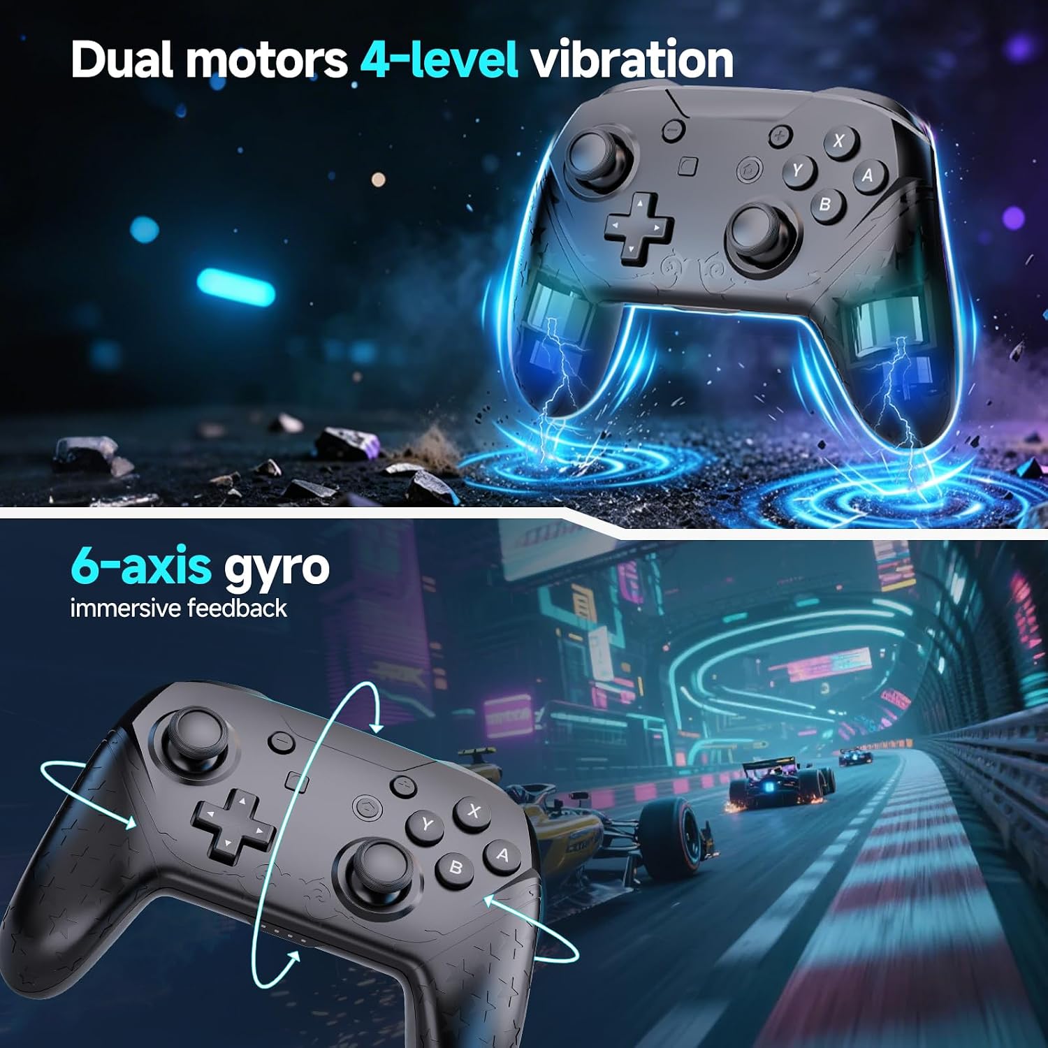 MANDO INALÁMBRICO YAEYE SWITCH PRO CON BLUETOOTH 5.0 Y NFC AMIIBO 1000MAH PARA NINTENDO SWITCH/SWITCH LITE/SWITCH OLED/PC - 5