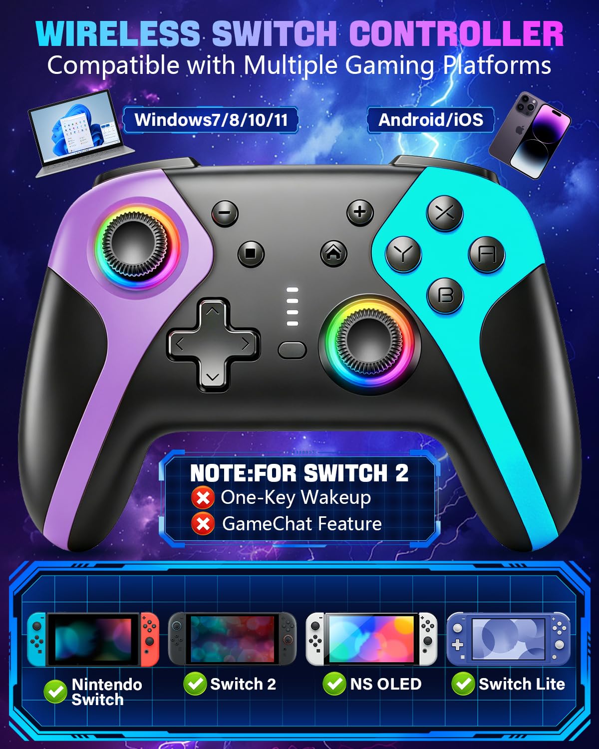 MANDO INALÁMBRICO GALODRMY PARA NINTENDO SWITCH/SWITCH OLED/SWITCH LITE/SWITCH 2 - 2
