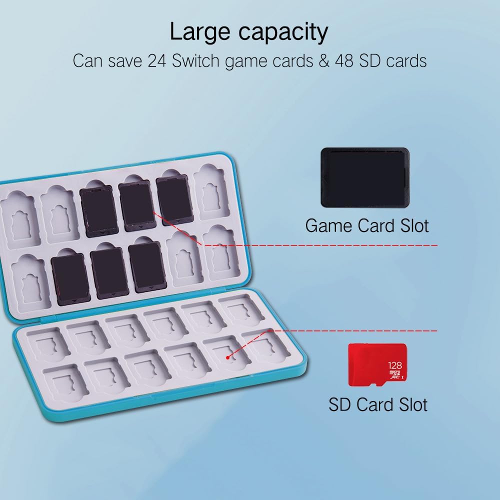 ESTUCHE PARA TARJETAS DE JUEGOS PERFECTSIGHT SWITCH 24 JUEGOS Y 48 MICRO SD AZUL - 2