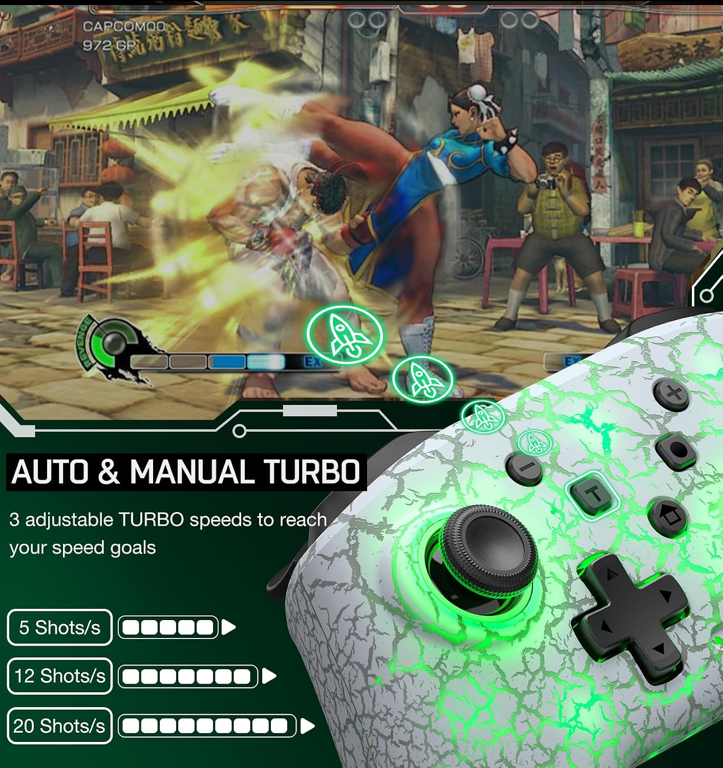 CONTROL INALÁMBRICO ELISWEEN PARA NINTENDO SWITCH Y OTROS DISPOSITIVOS CON LUZ RGB Y FUNCIÓN PROGRAMABLE - 4