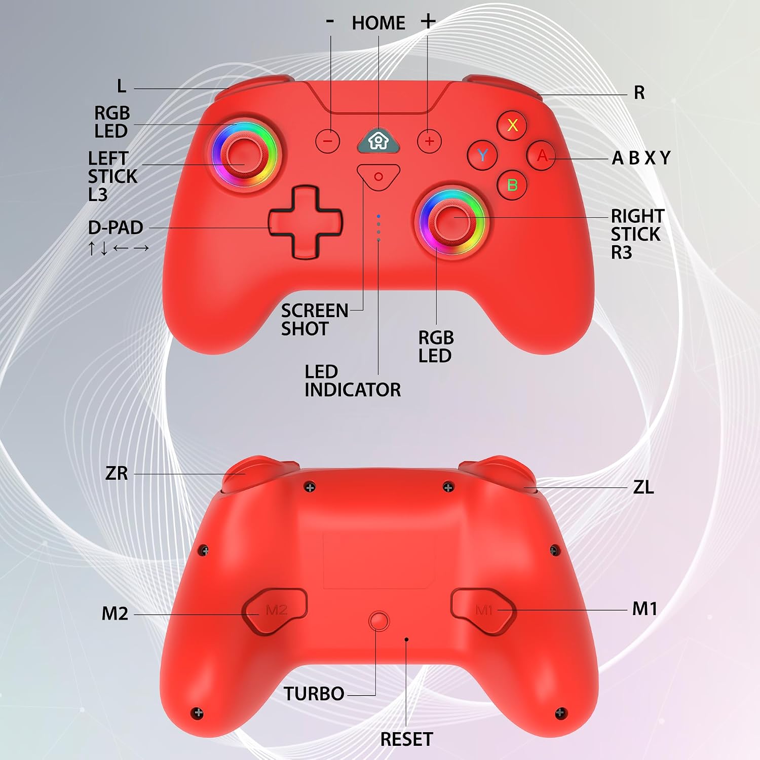 MANDO INALÁMBRICO SUBSONIC SWITCH Y SWITCH 2 LED PRO ROJO - 2