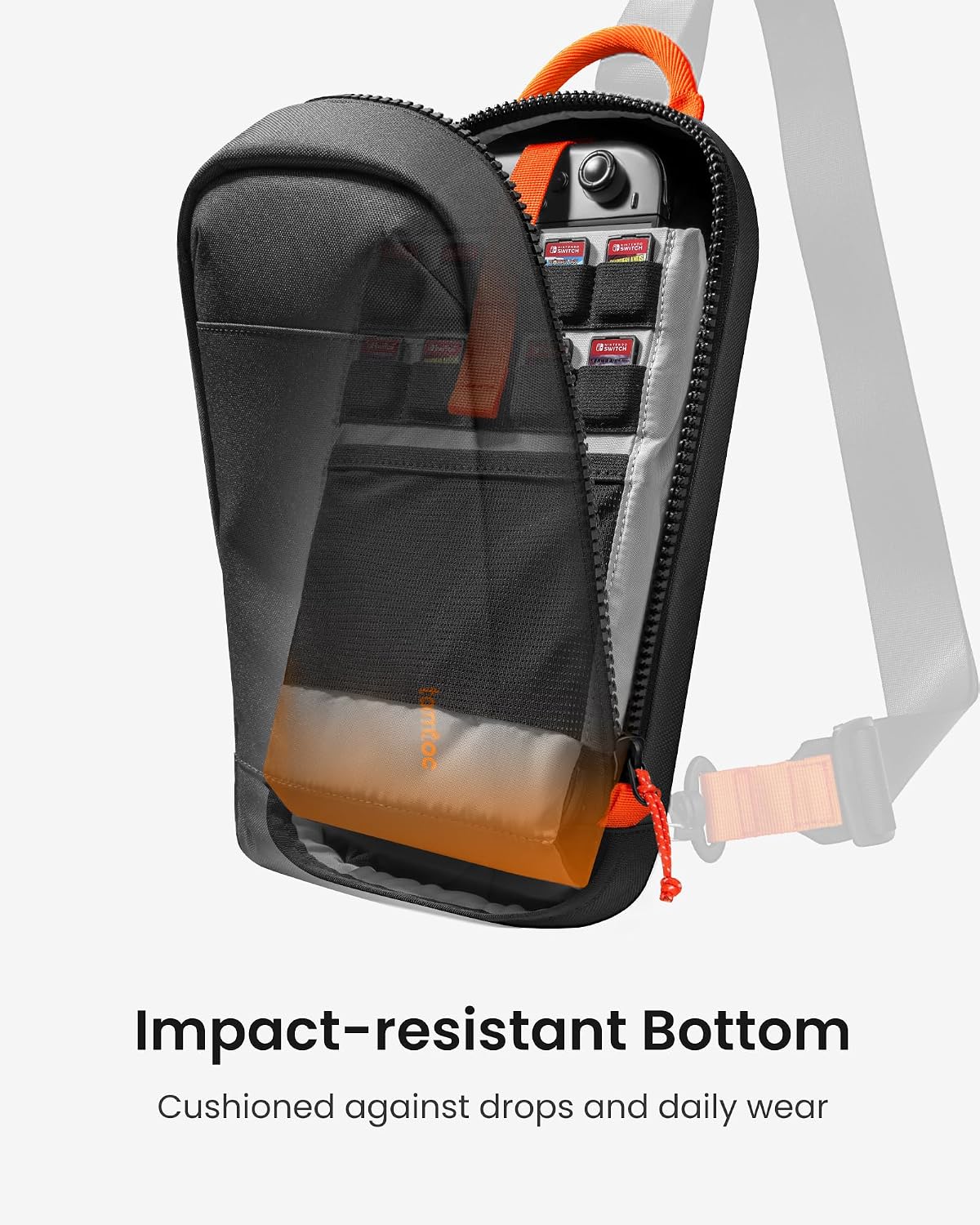 BOLSO SLING TOMTOC PARA NINTENDO SWITCH 2 CON 8 RANURAS PARA TARJETAS DE JUEGO - 4