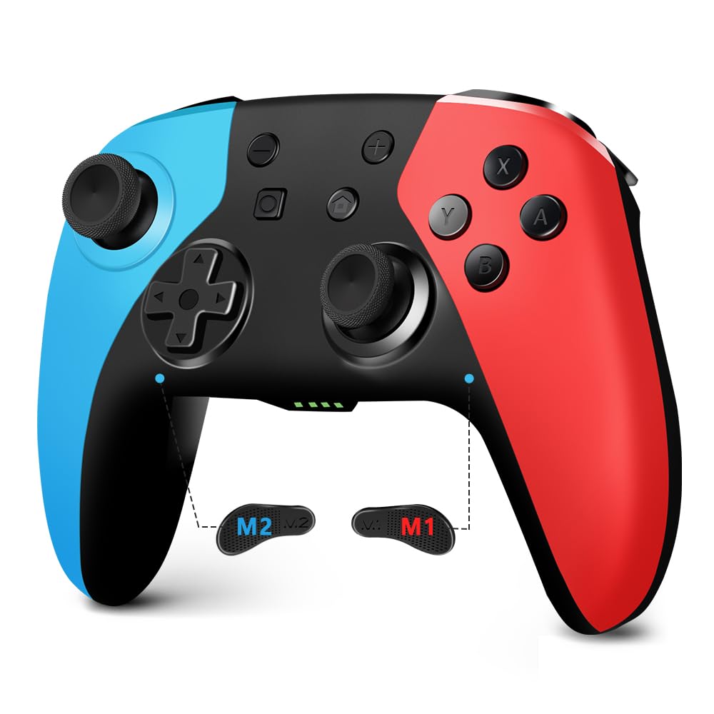 MANDO INALÁMBRICO ACEGAMER PRO PARA NINTENDO SWITCH 2/SWITCH/LITE/OLED Y PC BLUETOOTH ROJO Y AZUL - 1
