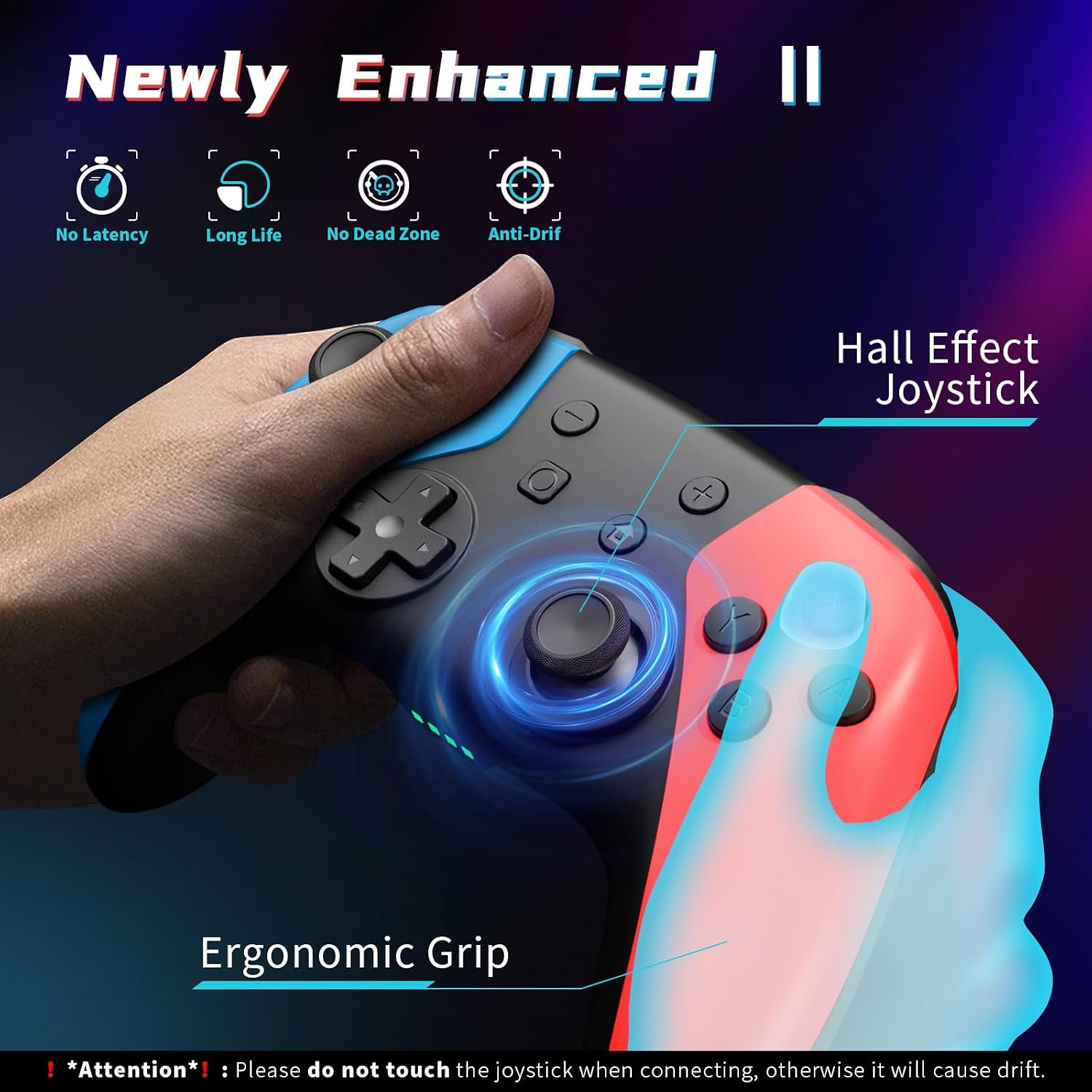 MANDO INALÁMBRICO ACEGAMER PRO PARA NINTENDO SWITCH 2/SWITCH/LITE/OLED Y PC BLUETOOTH ROJO Y AZUL - 2